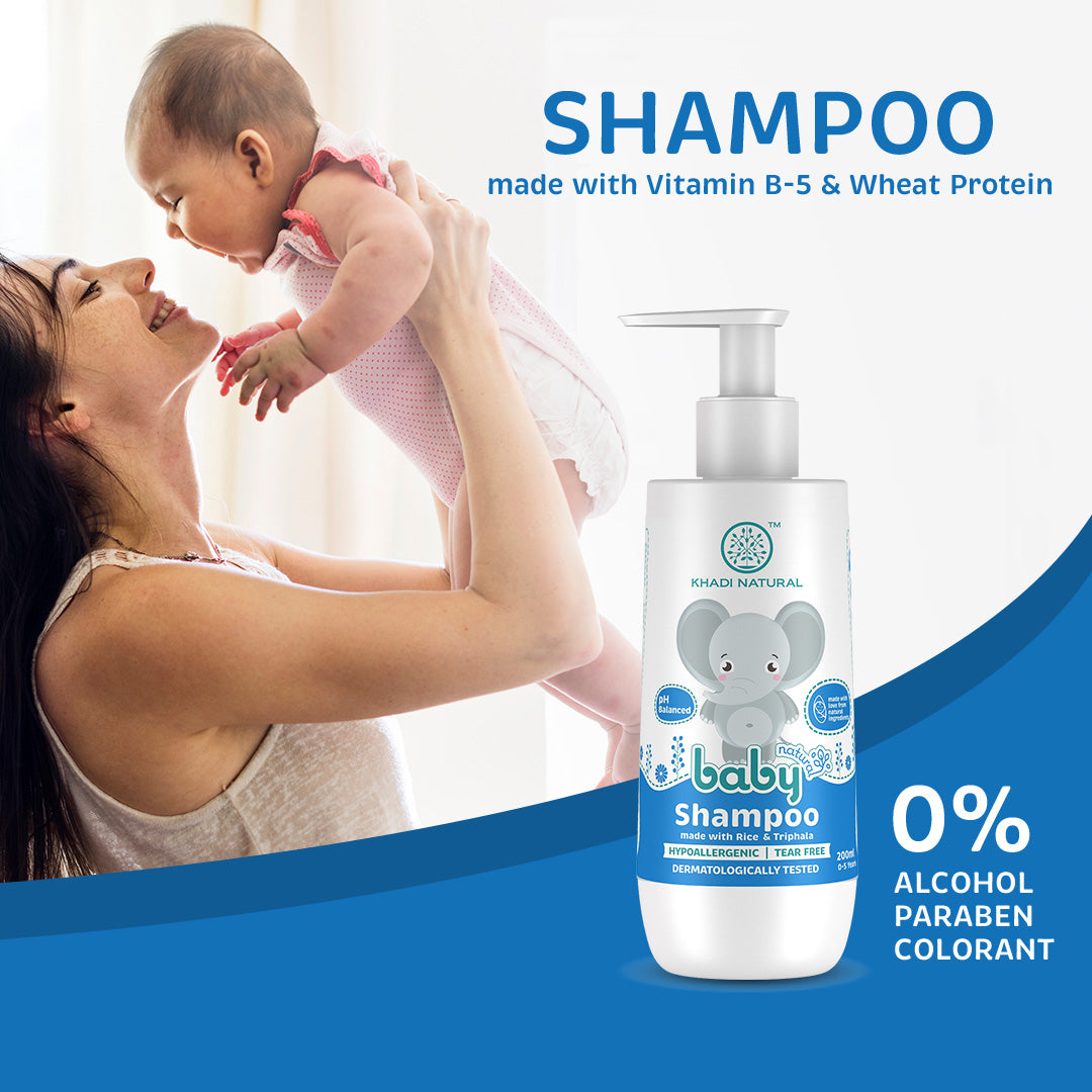 Khadi Natural Baby Hair Cleanser Made With Rice and Triphala, Tear-free Baby Shampoo, 200ml