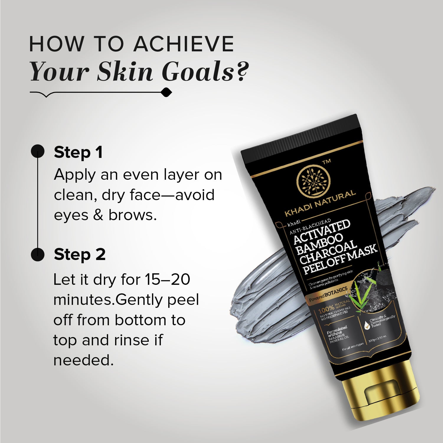 Khadi Natural Activated Bamboo Charcoal Peel Off Mask - 100gm