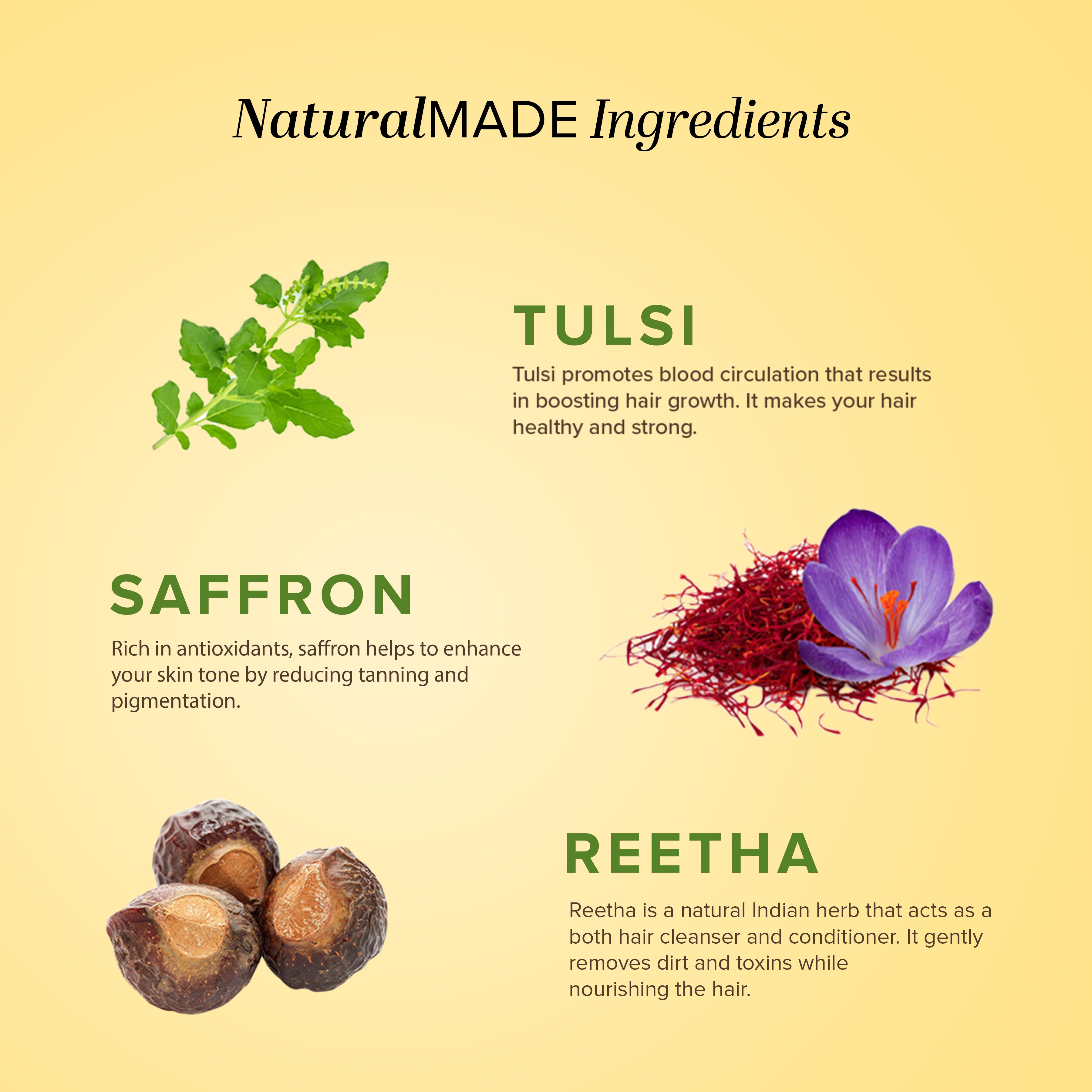 Khadi Natural Saffron Tulsi & Reetha Hair Cleanser - 210ml