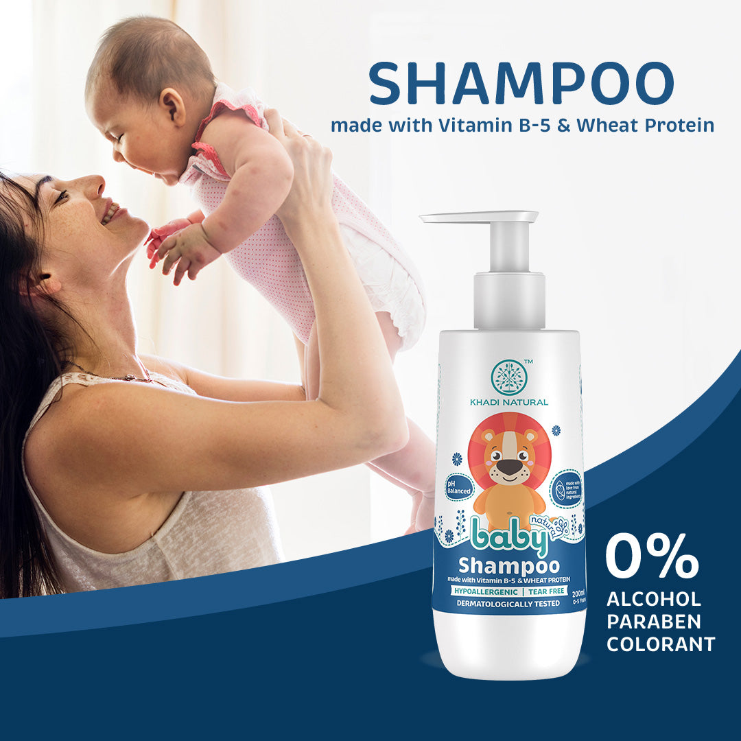 Khadi Natural Baby Hair Cleanser Made With Vitamin B-5 and Wheat Protein, Mild Baby Shampoo - 200ml