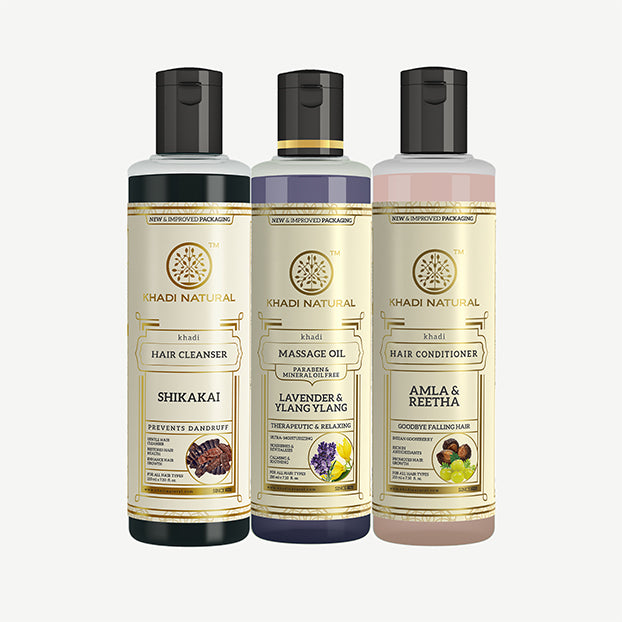 Khadi Natural Hair Repair & Conditioning Therapy Kit with Cleanser & Oil - 3 Step