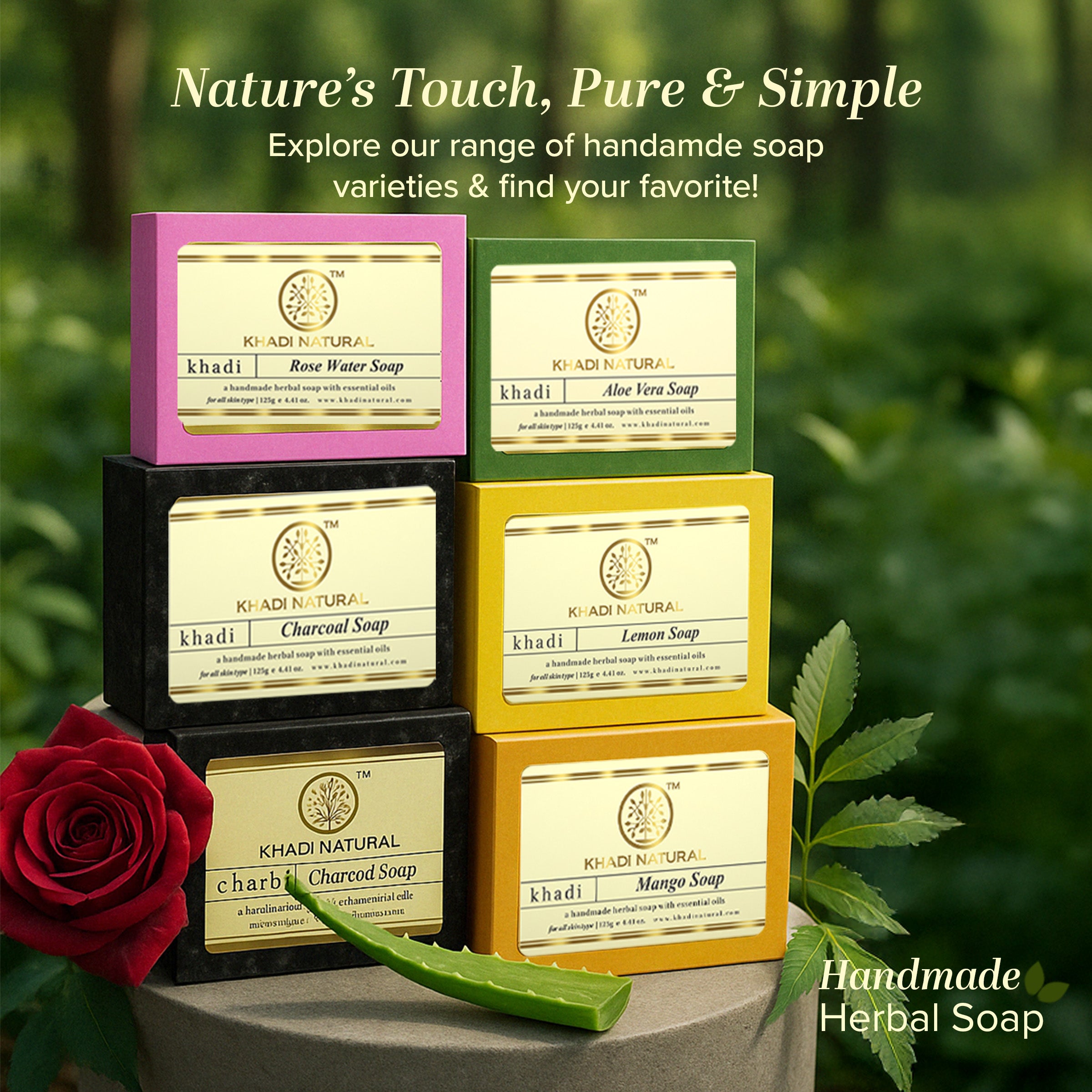 Khadi Natural Herbal Soap Combo Value Pack of 10 - 125gm Each