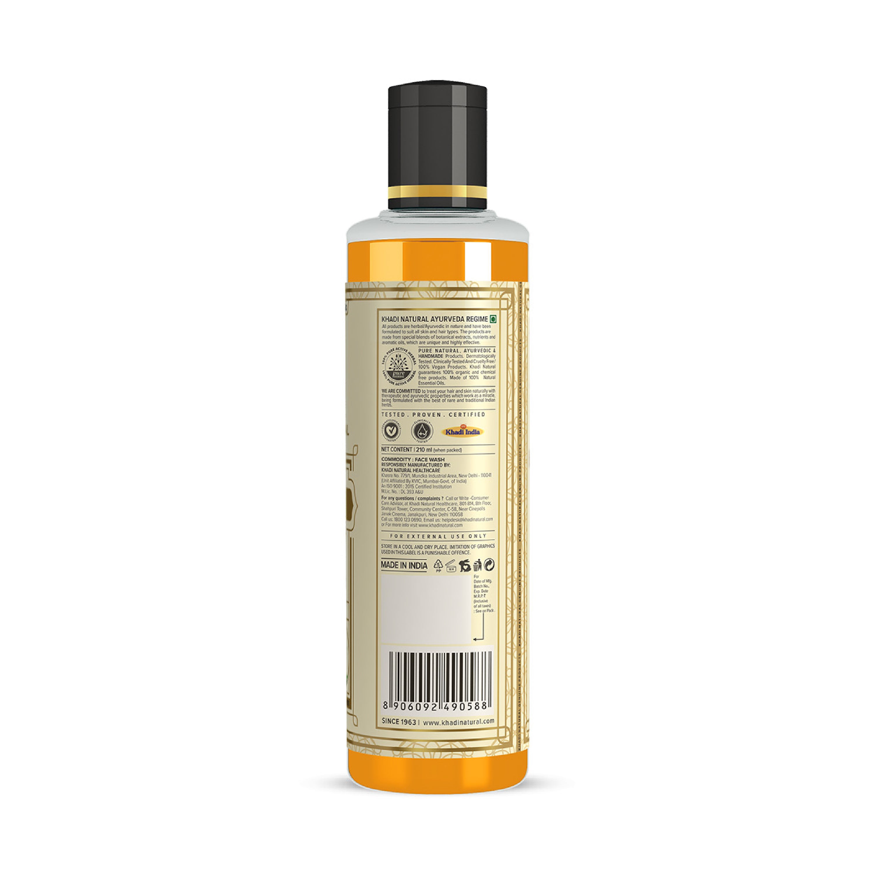 Khadi Natural Herbal Orange & Lemongrass Face Wash SLS & Paraben Free - 210ml