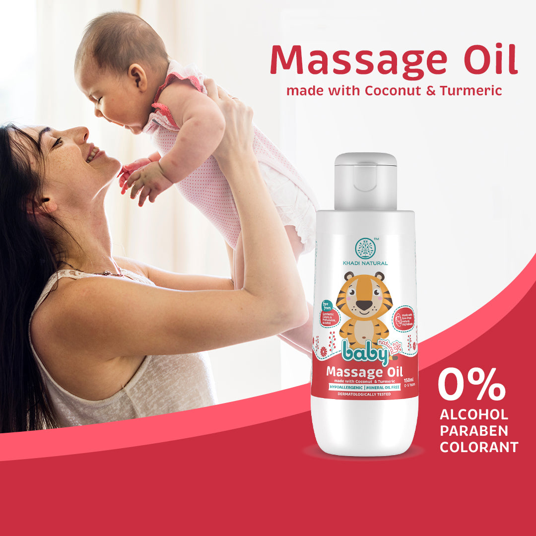 Khadi Natural Baby Massage Oil with Coconut and Turmeric for Nourishing Skin - 150ml