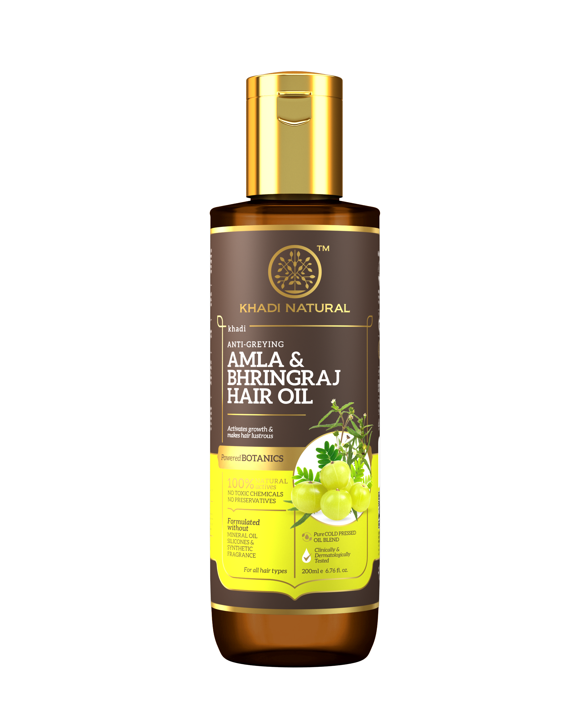 Khadi Natural Amla & Bhringraj Hair Oil - Mineral Oil, Silicones, Synthetic Fragrance Free - 200ml