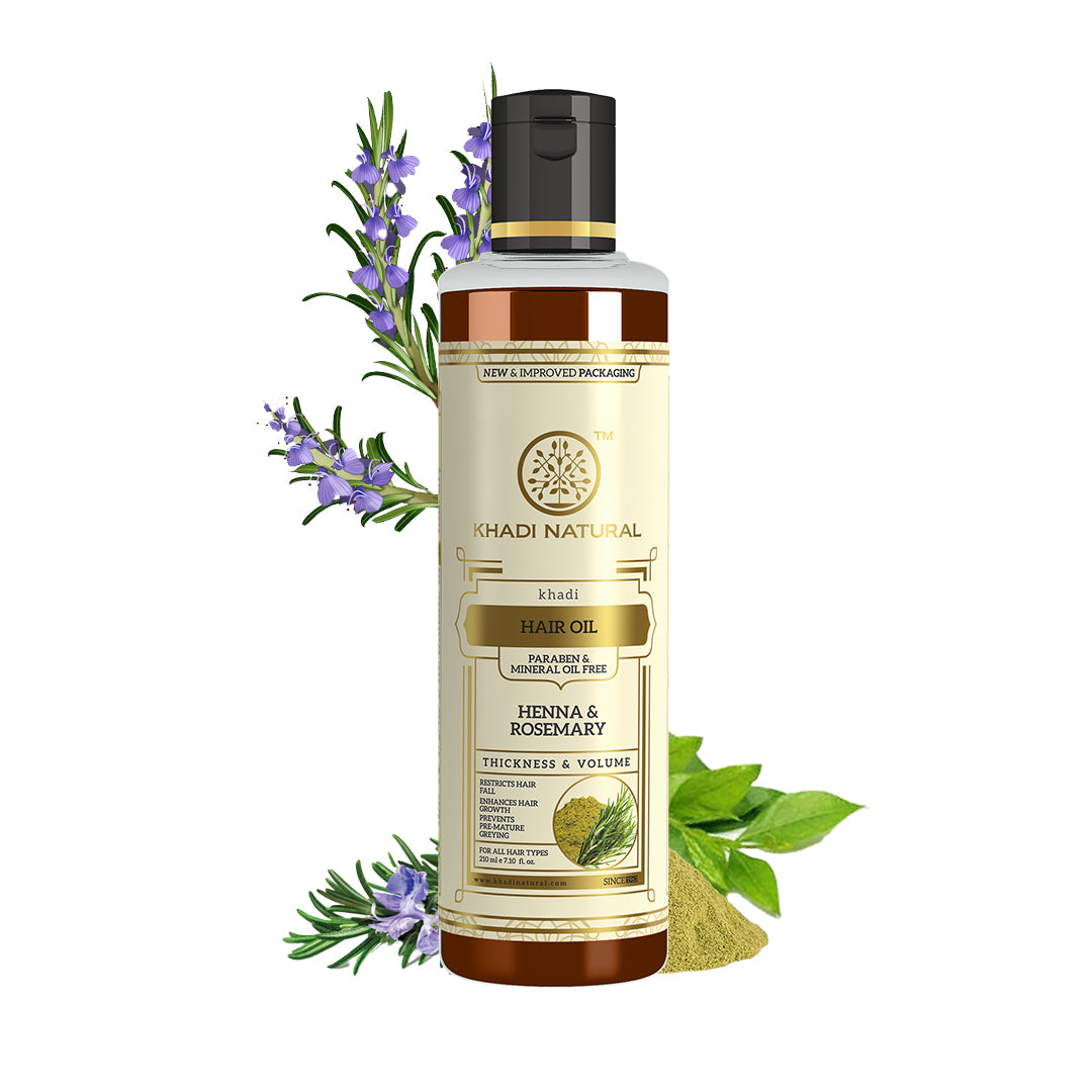 Khadi Natural Henna & Rosemary Hair Oil ā Paraben & Mineral Oil Free (210ml)