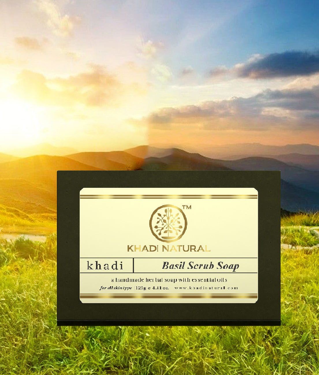 Khadi Natural Herbal Basil Scrub Soap 125gm