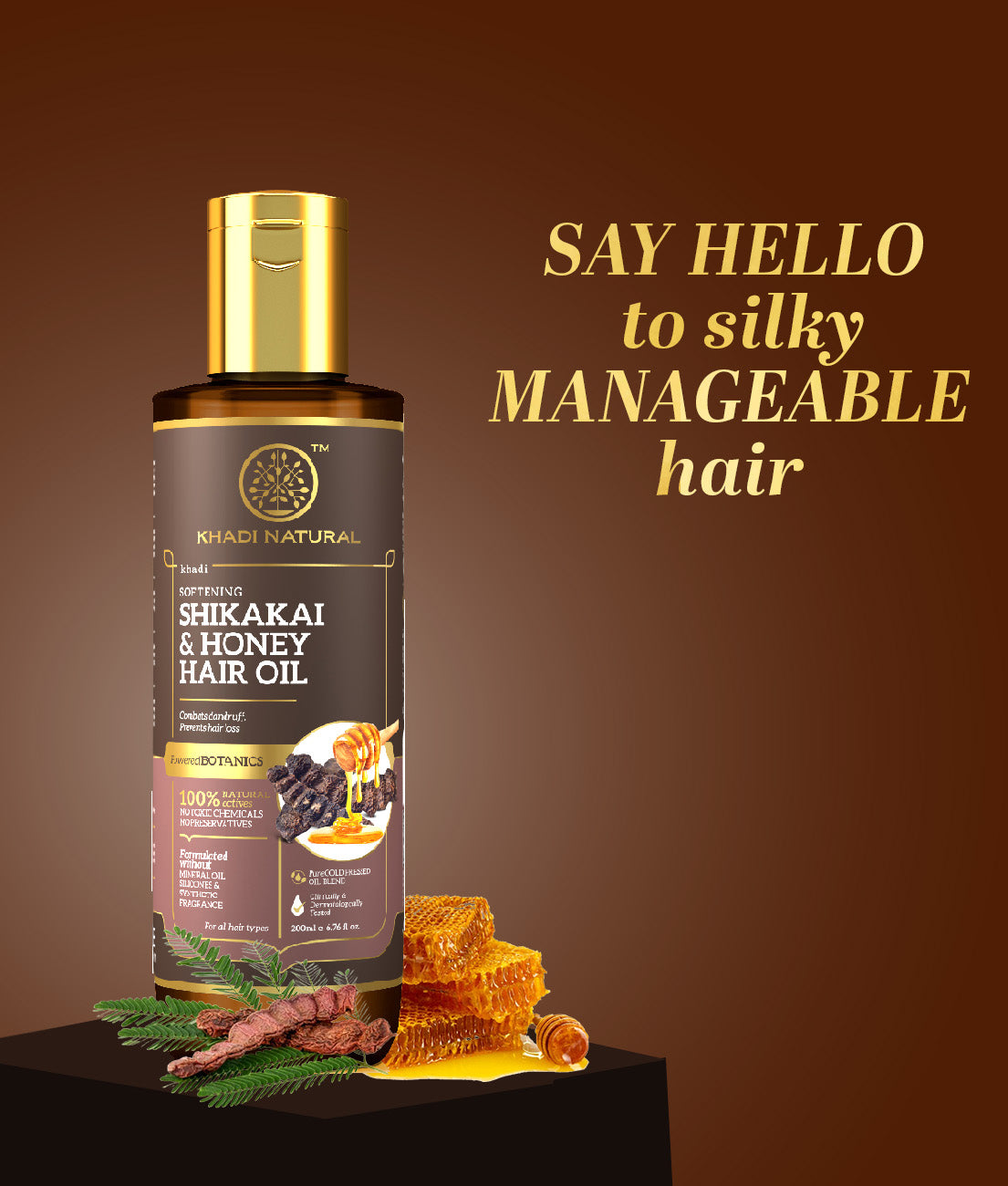 Khadi Natural Shikakai & Honey Hair Oil - Powered Botanics - 200ml