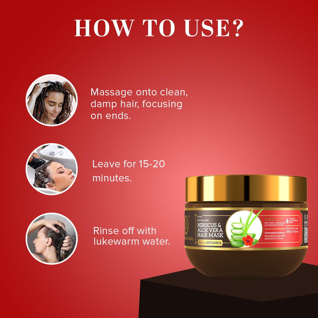 Khadi Natural Hibiscus & Aloe Vera Hair Mask - SLS, Parabens & Color Free - 200gm