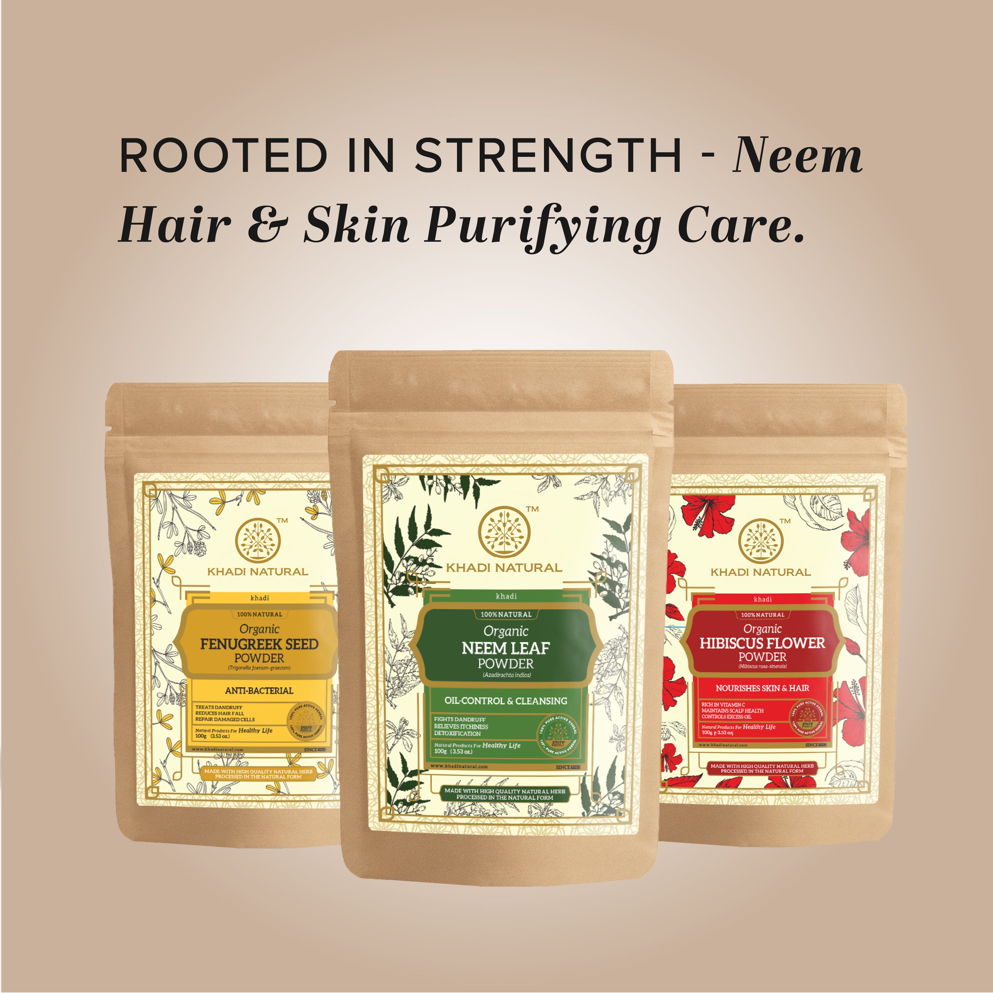 Khadi Natural Organic Neem Leaf Powder For Hair - 100% Natural - 100gm