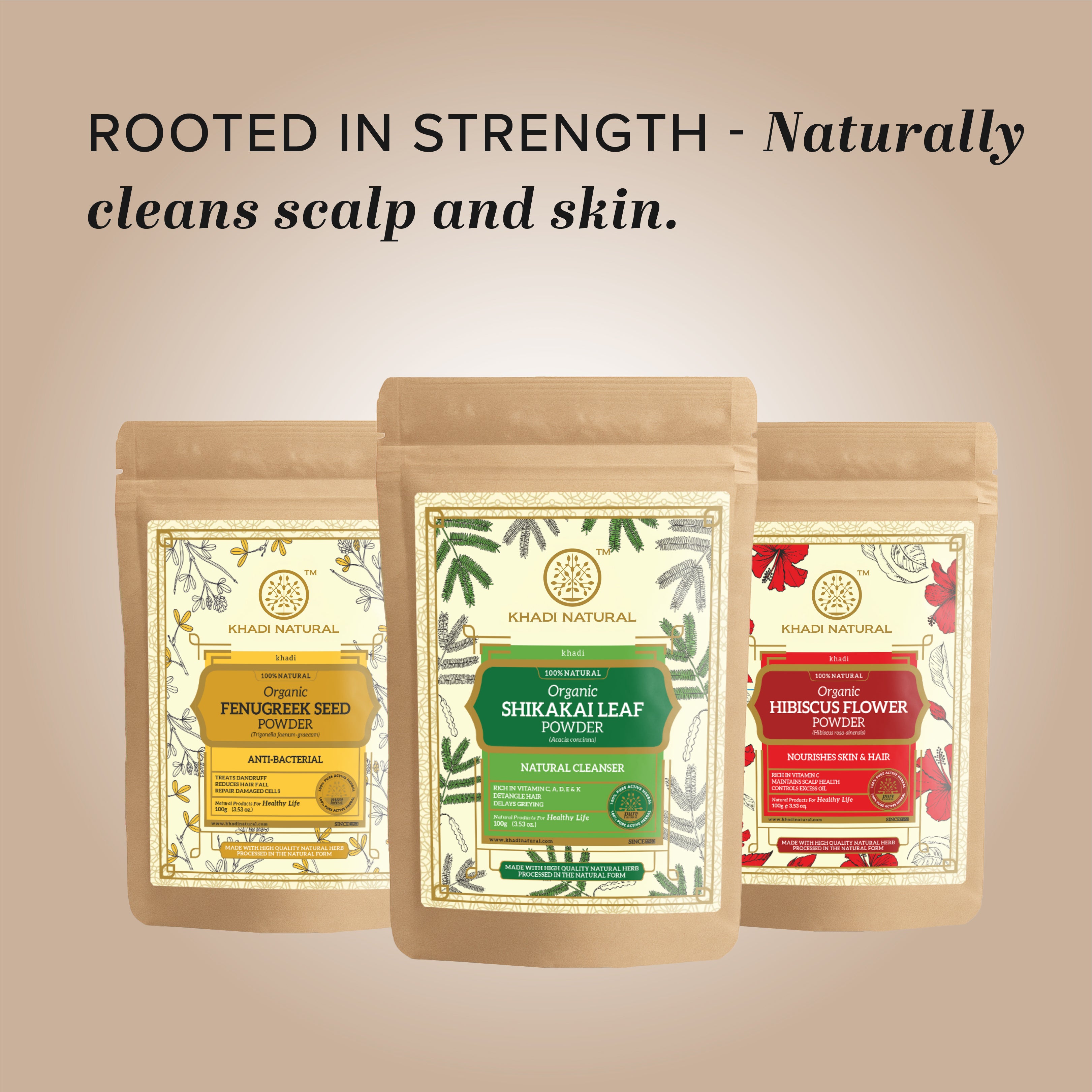 Khadi Natural Organic Shikakai Leaf Powder For Hair - 100% Natural - 100gm