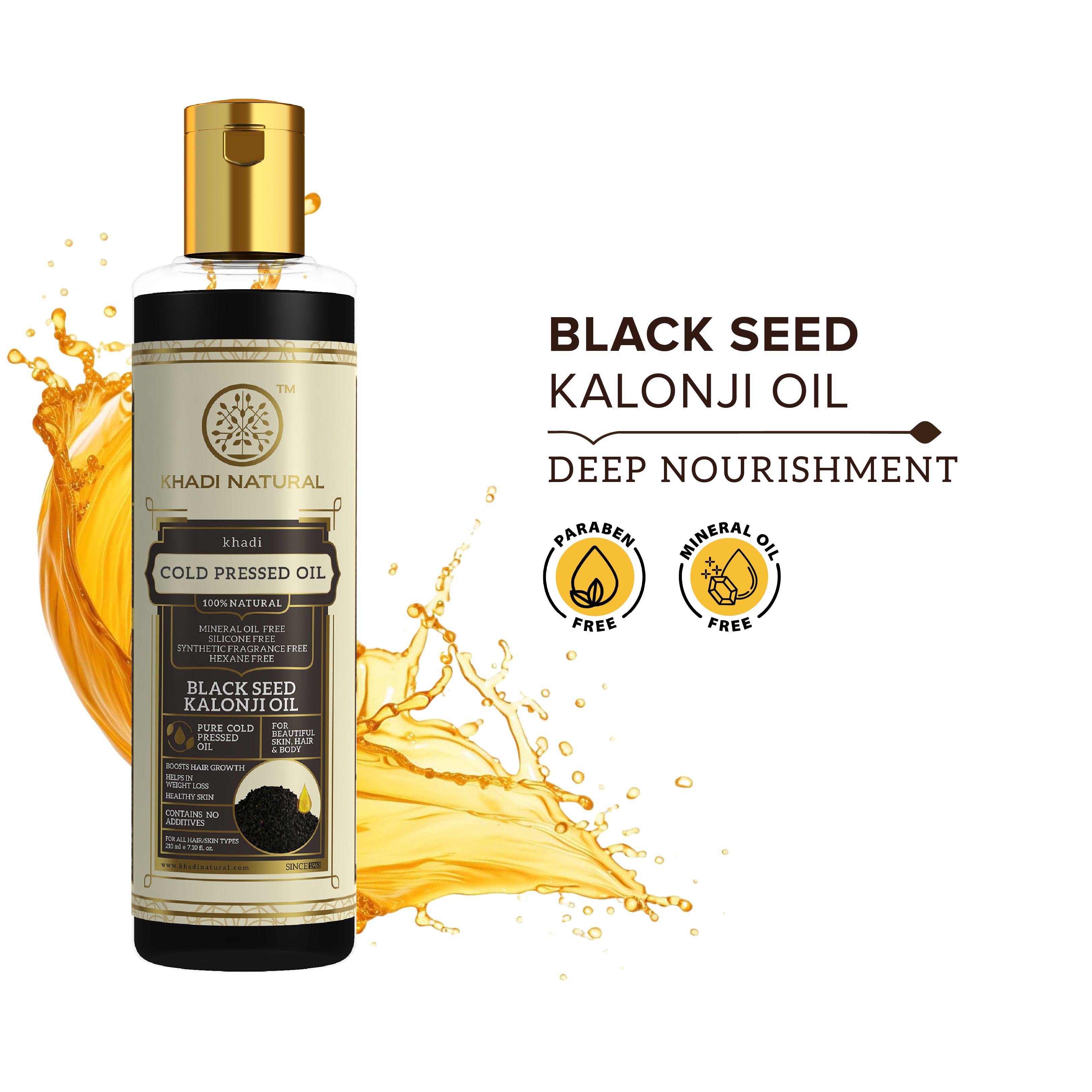 Khadi Natural Pure Black Seed Kalonji Cold Pressed Oil - 100% Natural - 100ml Sale