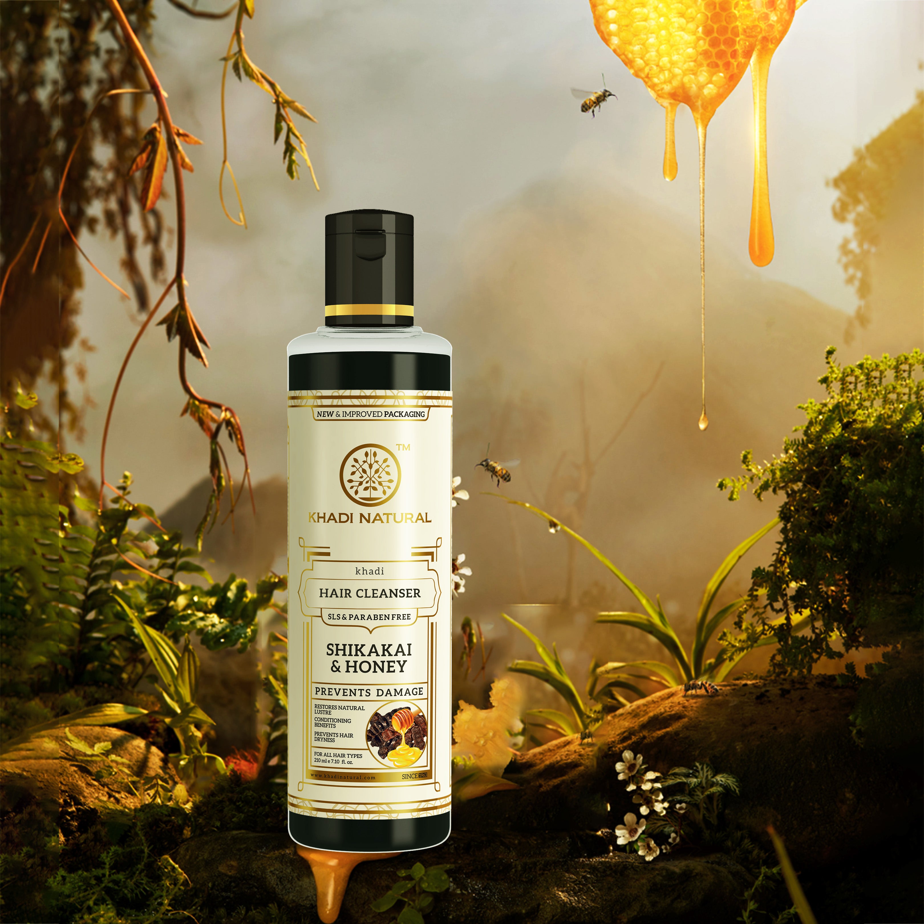 Khadi Natural Shikakai & Honey Cleanser Combo SLS & Paraben Free Pack of 2 - 210ml Each Sale