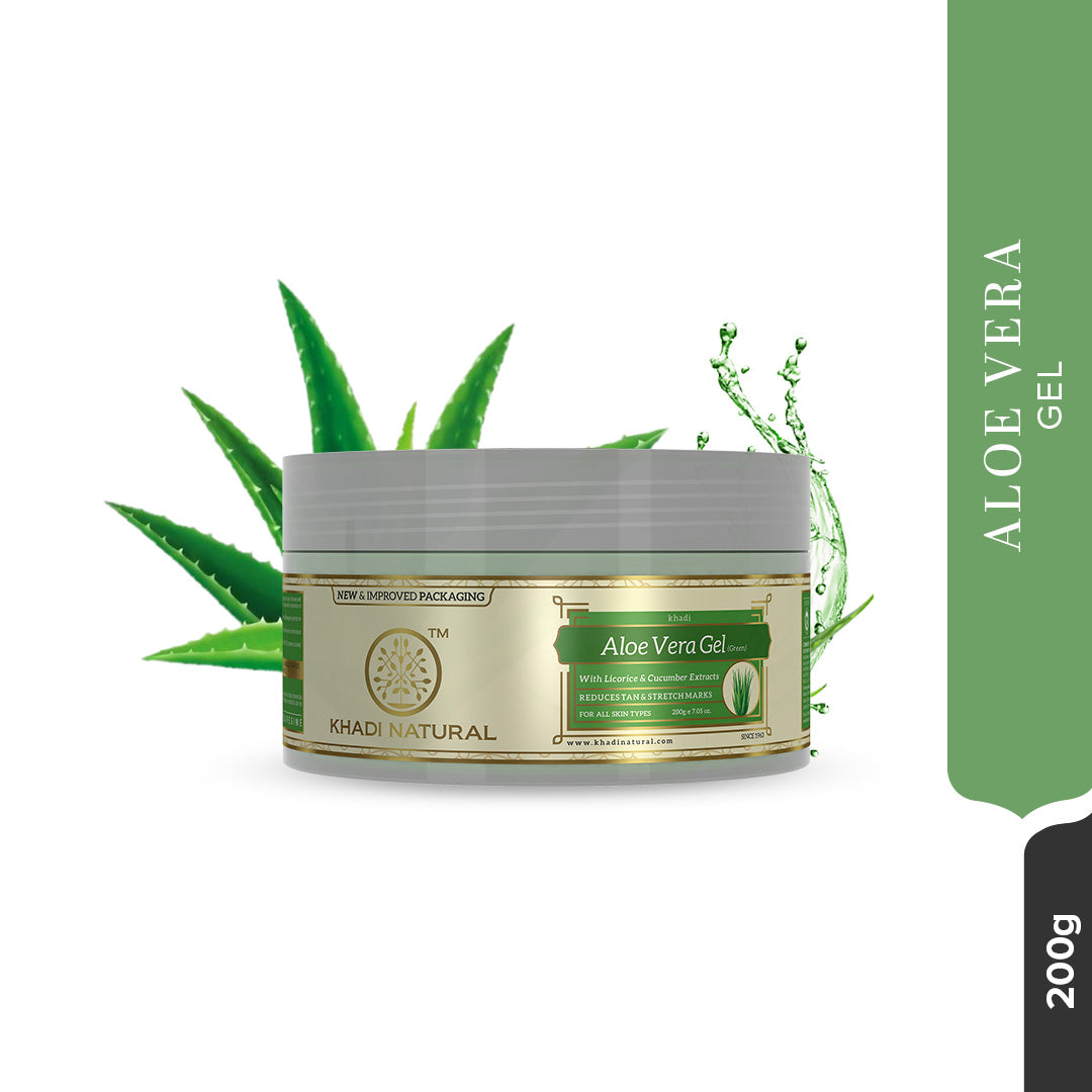 Khadi Natural Aloe Vera (Green) Facial Massage Gel With Licorice & Cucumber Extracts - Fresh & Hydrated-200 g