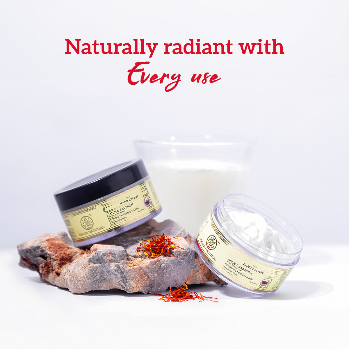 Khadi Natural Hand Cream Milk & Saffron with Sheabutter - 100gm