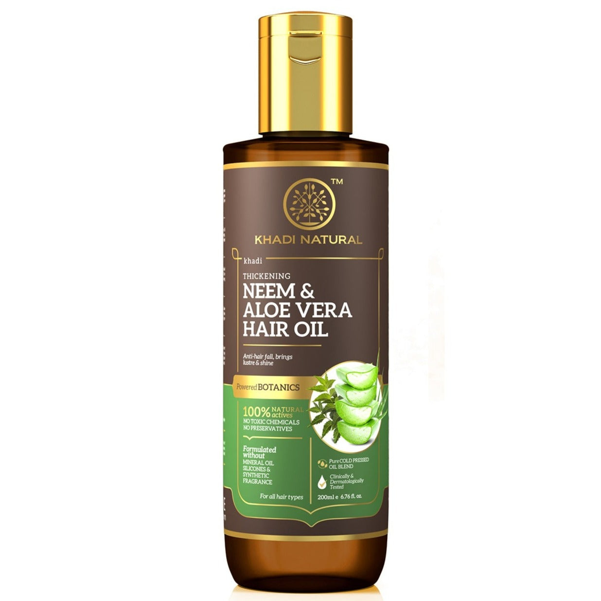 Khadi Natural Neem & Aloe Vera Hair Oil - Mineral Oil, Silicones, Synthetic Fragrance Free-200 ml