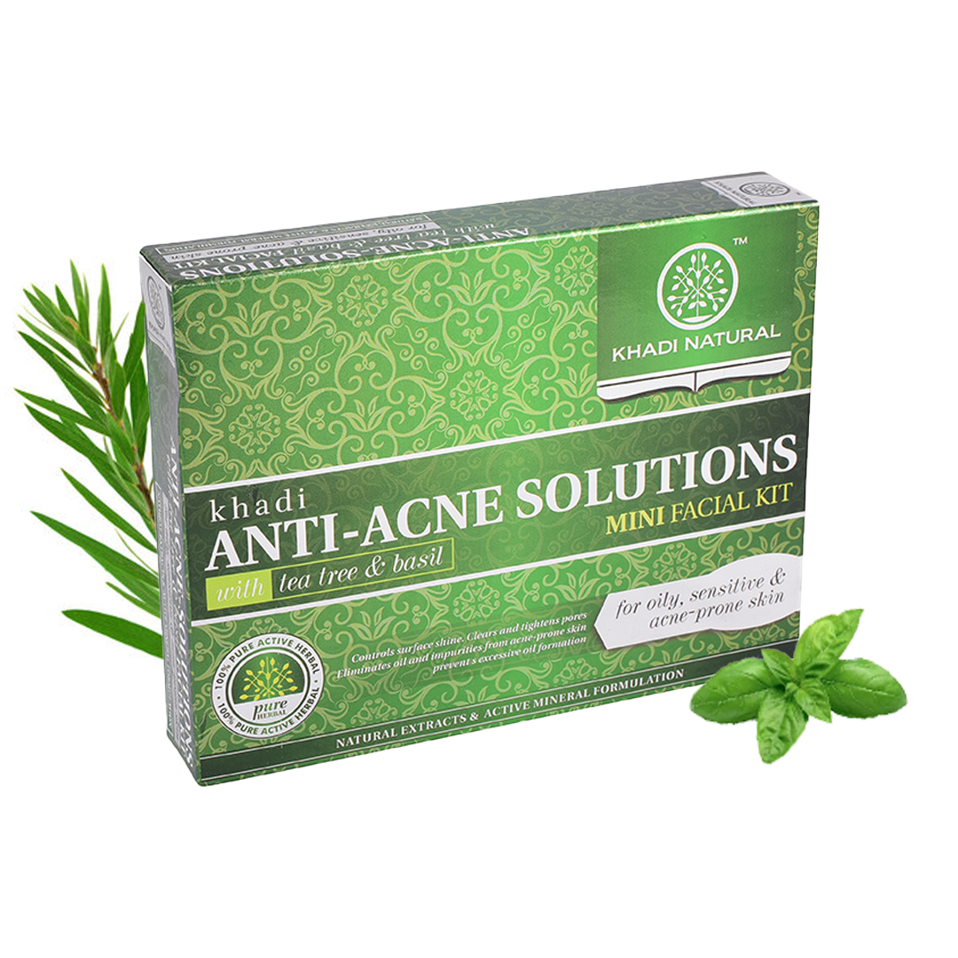 Khadi Natural Anti-Acne Solutions Mini Facial Kit (With Tea Tree & Basil)