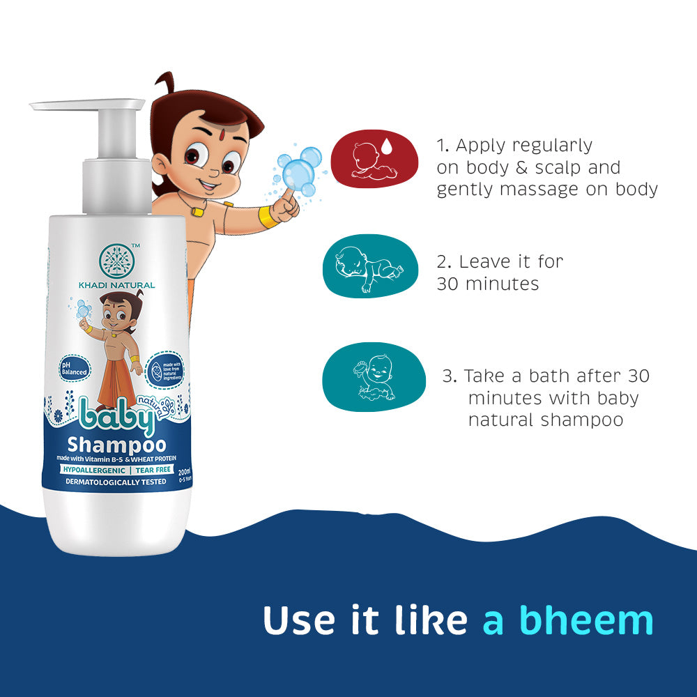 Khadi Natural Chota Bheem Baby Shampoo With Vitamin B-5 & Wheat Protein-200 ml