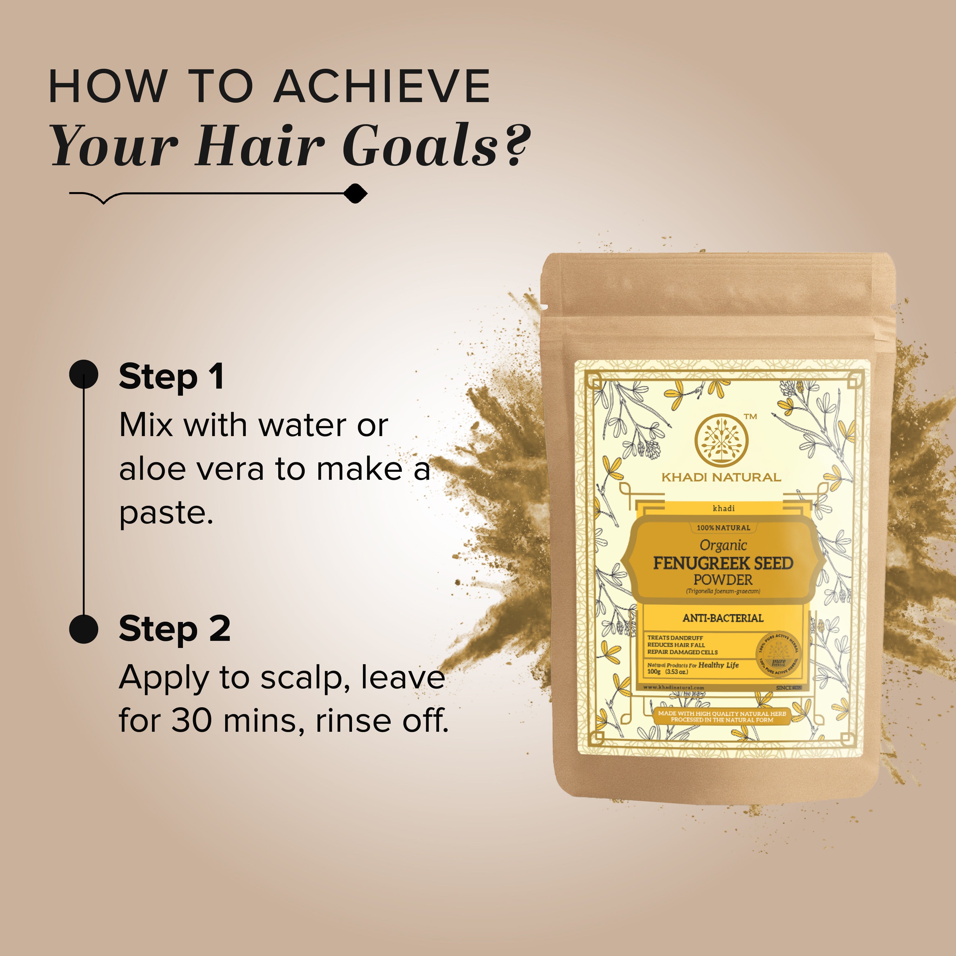 Khadi Natural Organic Fenugreek Seed Powder For Hair Care 100% Natural - 100gm