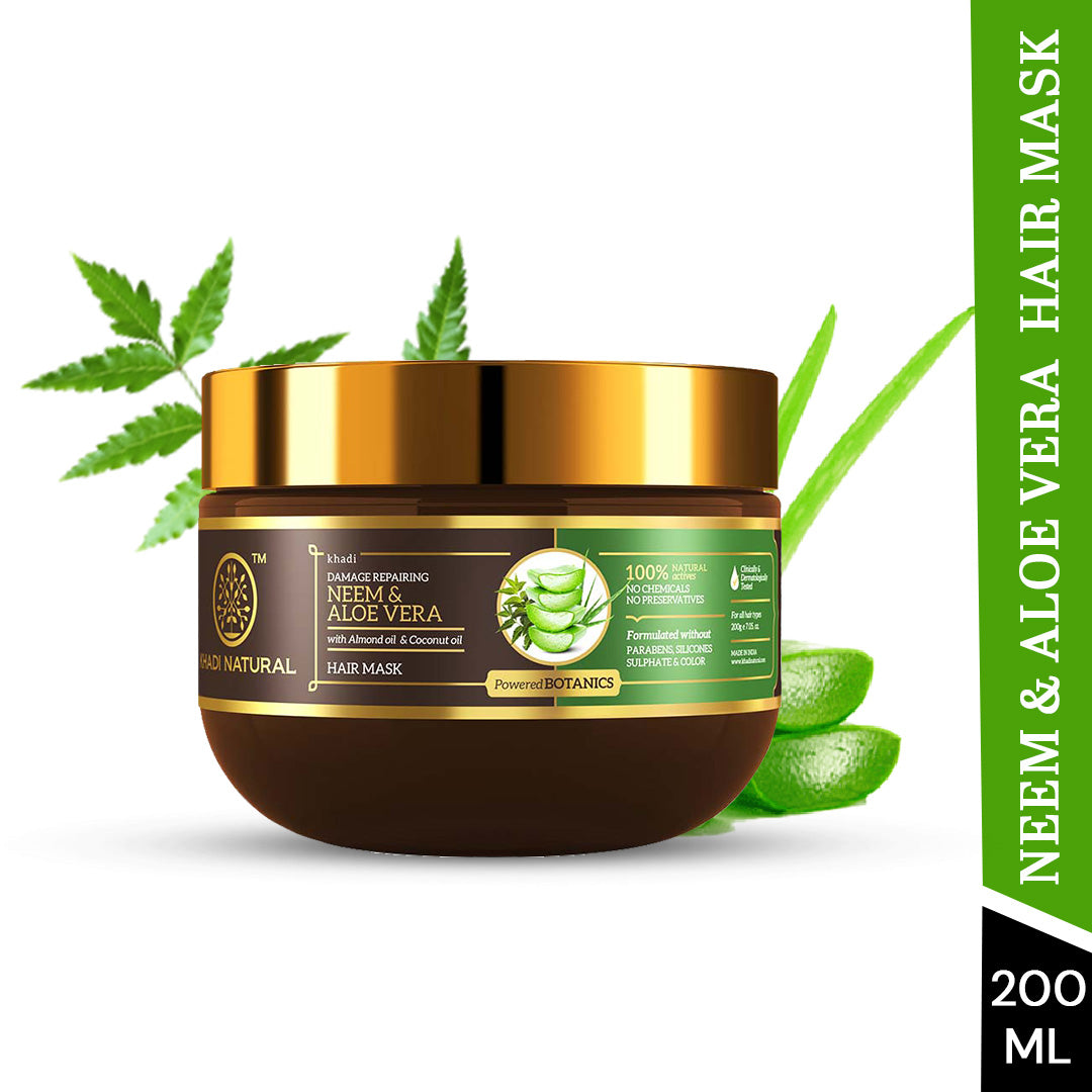 Khadi Natural Neem & Aloe Vera Hair Mask - SLS, Paraben & Color Free - 200gm