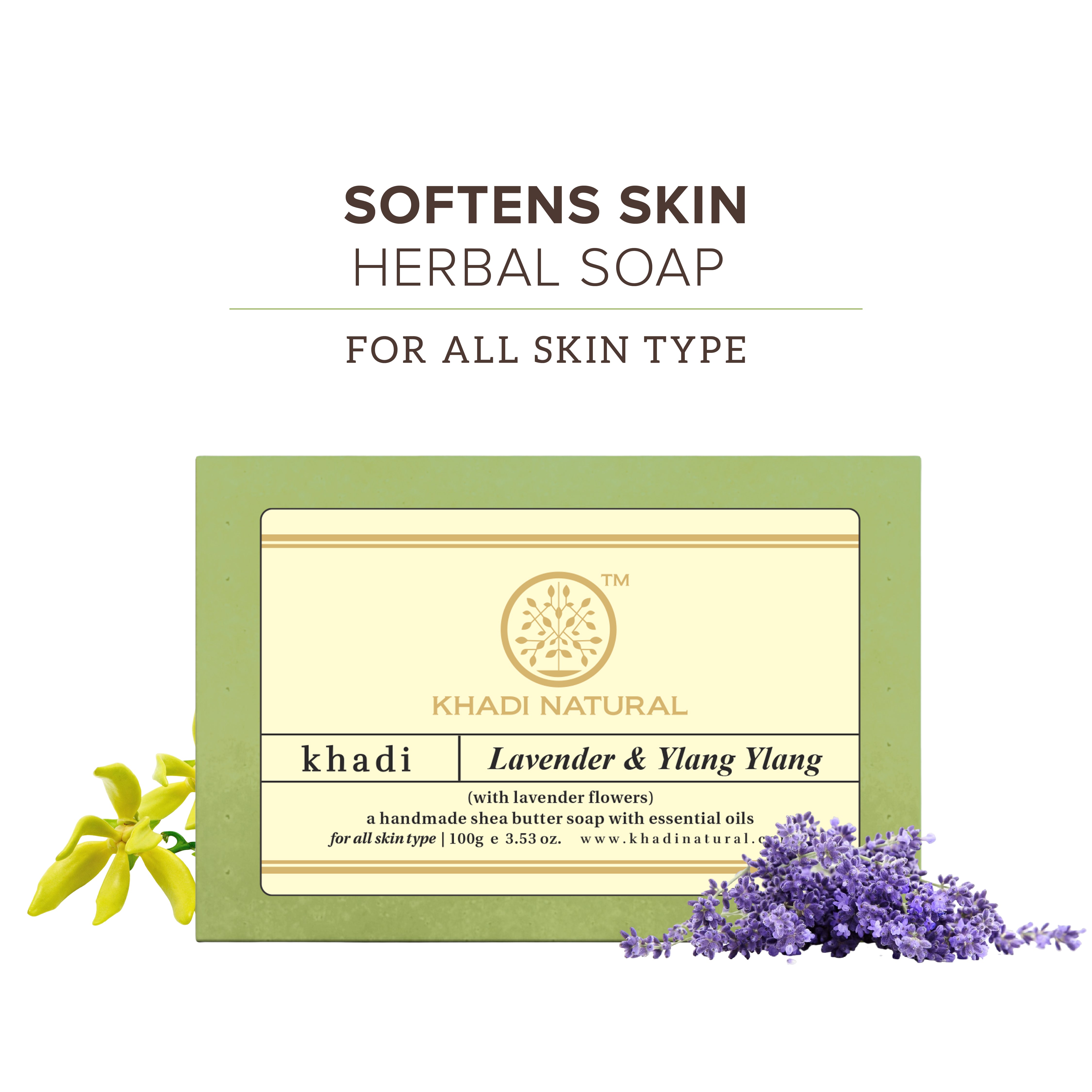 Khadi Natural Lavender & Ylang Ylang with Lavender Flowers - 100gm