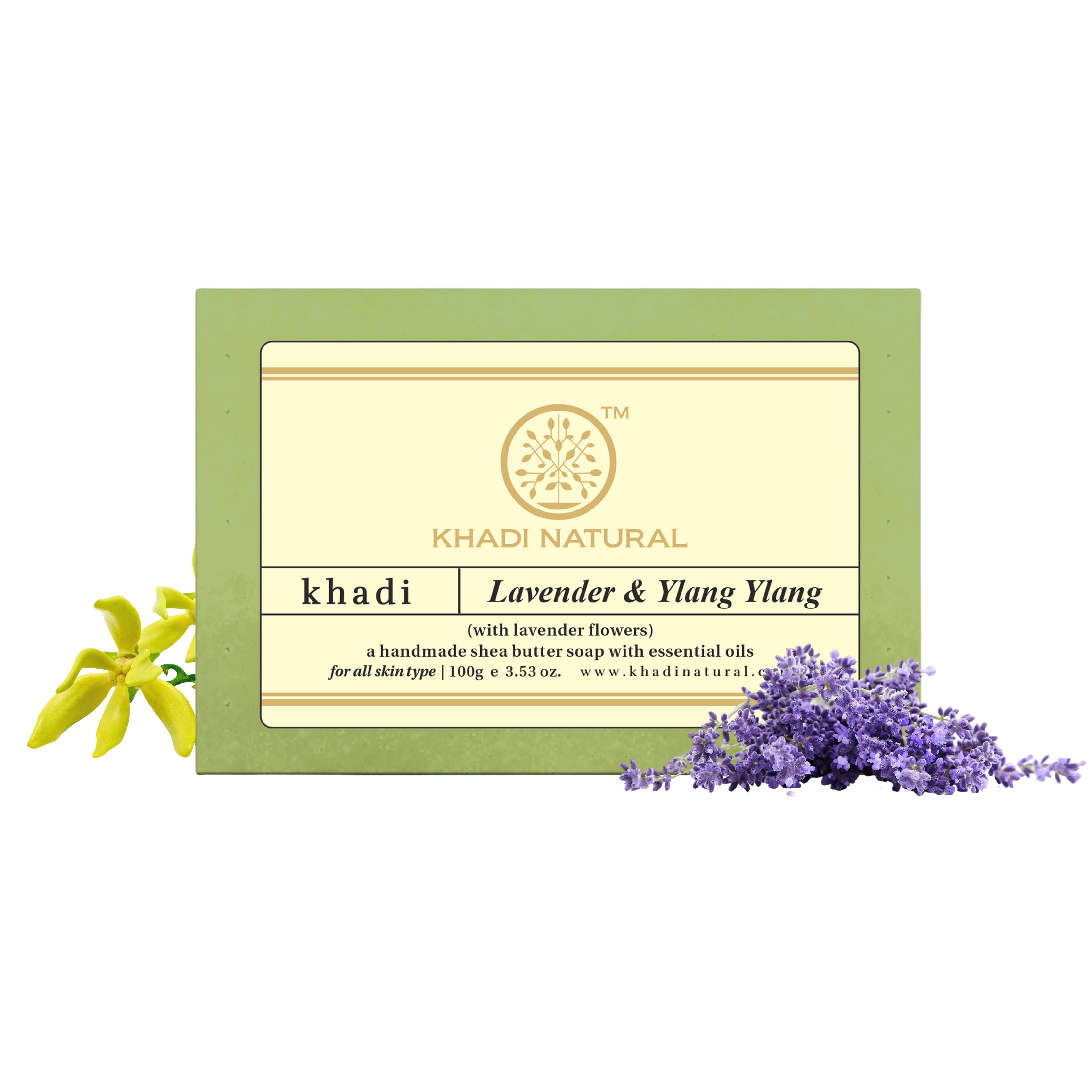 Khadi Natural Lavender & Ylang Ylang with Lavender Flowers - 100gm