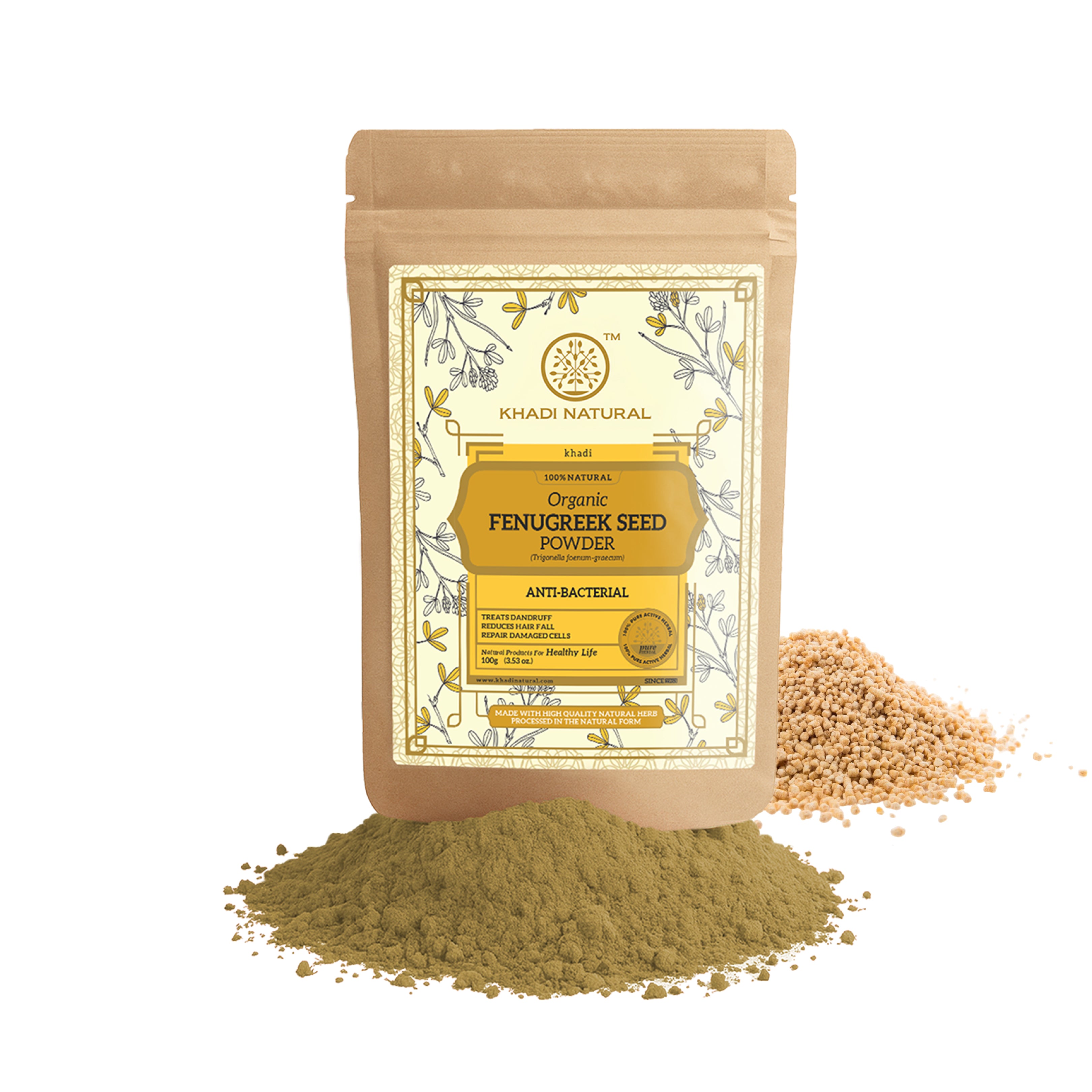 Khadi Natural Organic Fenugreek Seed Powder For Hair Care 100% Natural - 100gm