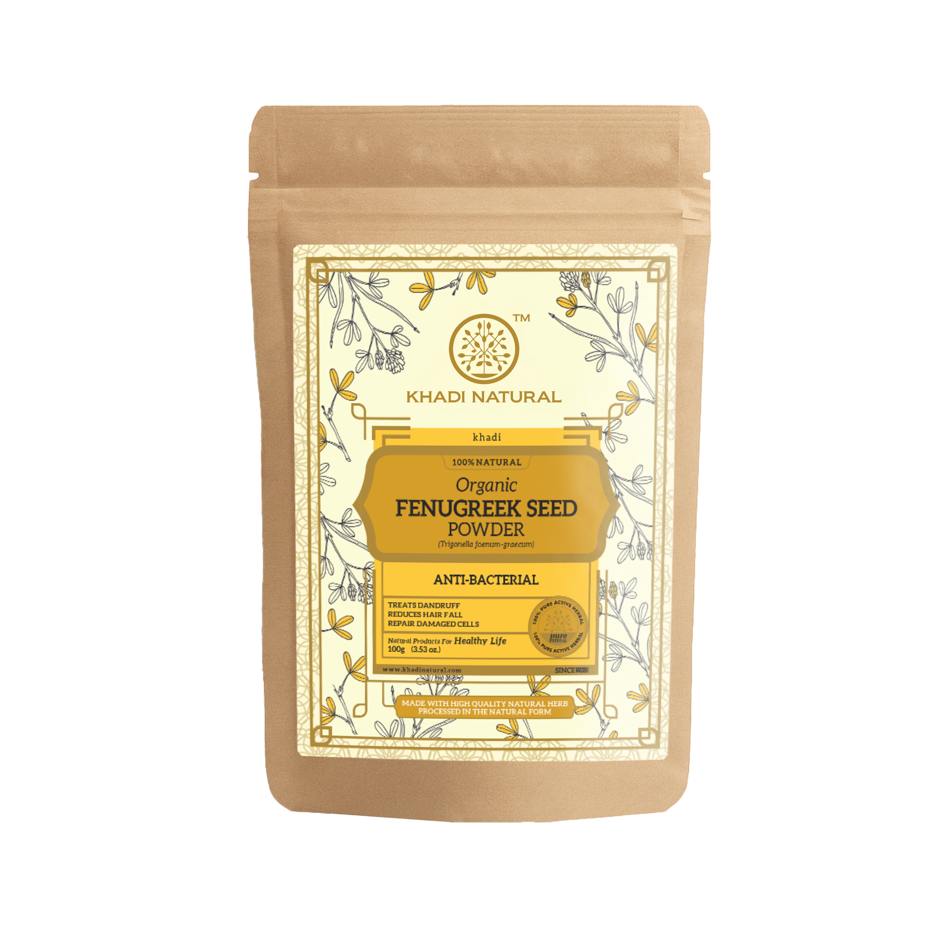 Khadi Natural Organic Fenugreek Seed Powder For Hair Care 100% Natural - 100gm