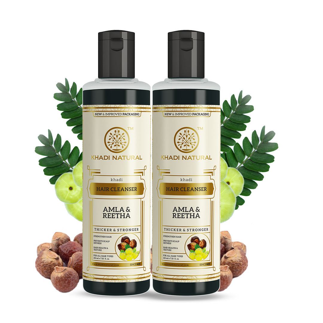 Khadi Natural Amla & Reetha Hair Cleanser Combo - Pack of 2 - 210ml Each