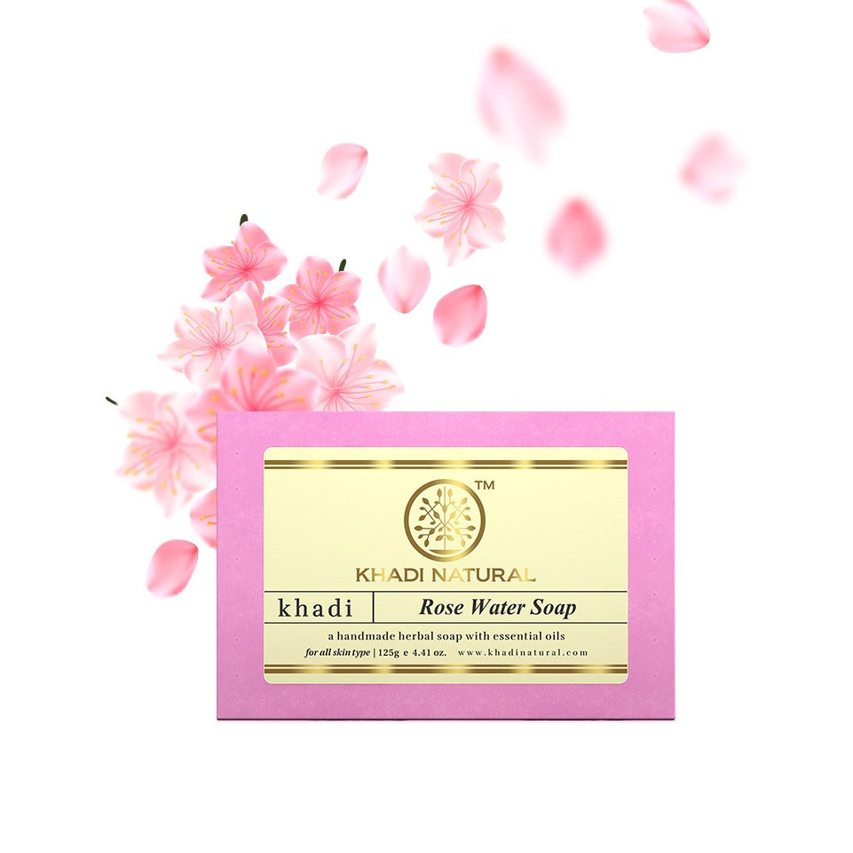 Khadi Natural Herbal Rose Water Soap - 125gm