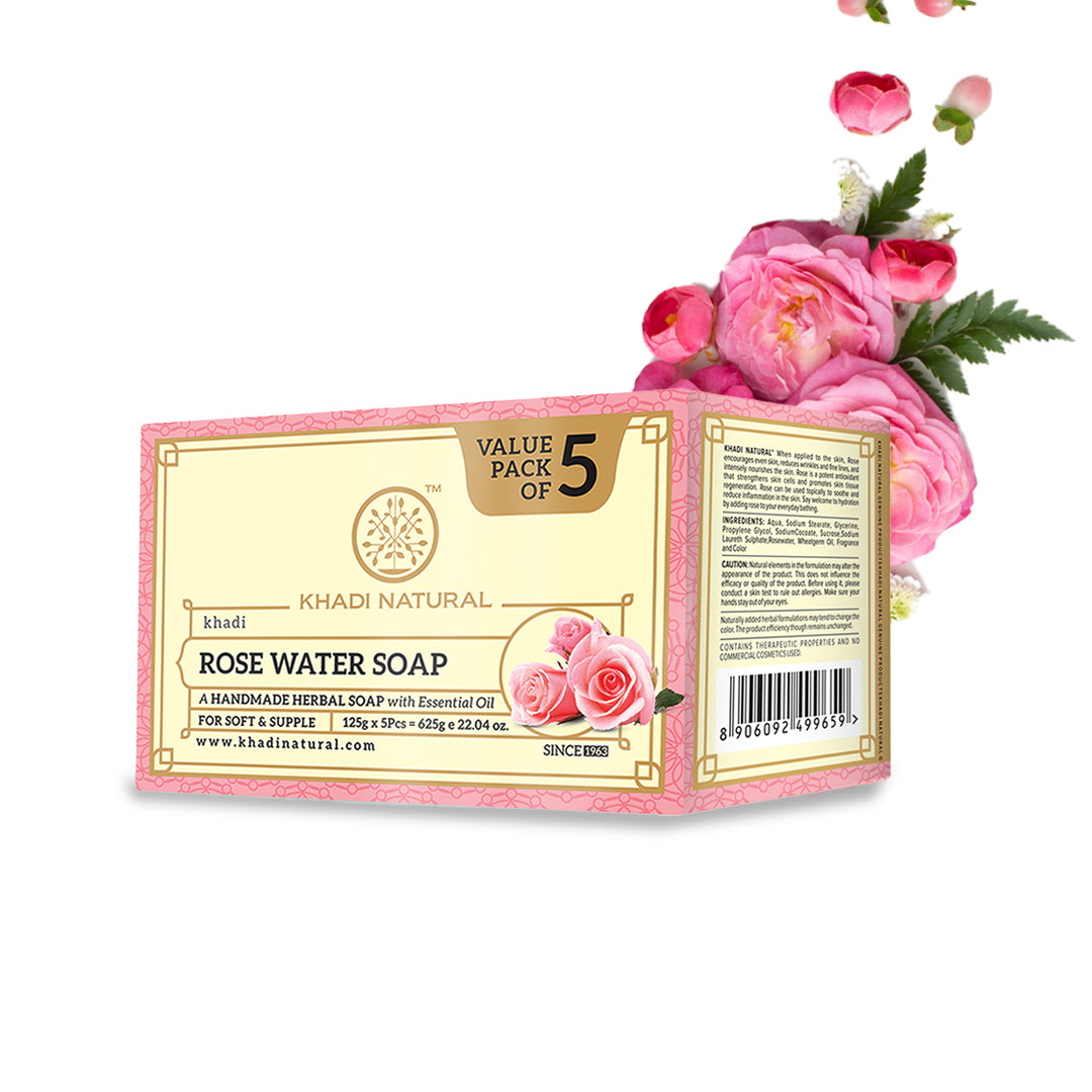 Khadi Natural Rosewater Soap Combo Pack Of 5 β 125gm Each