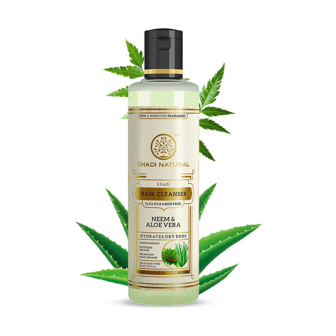 Khadi Natural Neem & Aloevera Hair Cleanser SLS & Paraben Free - 210ml