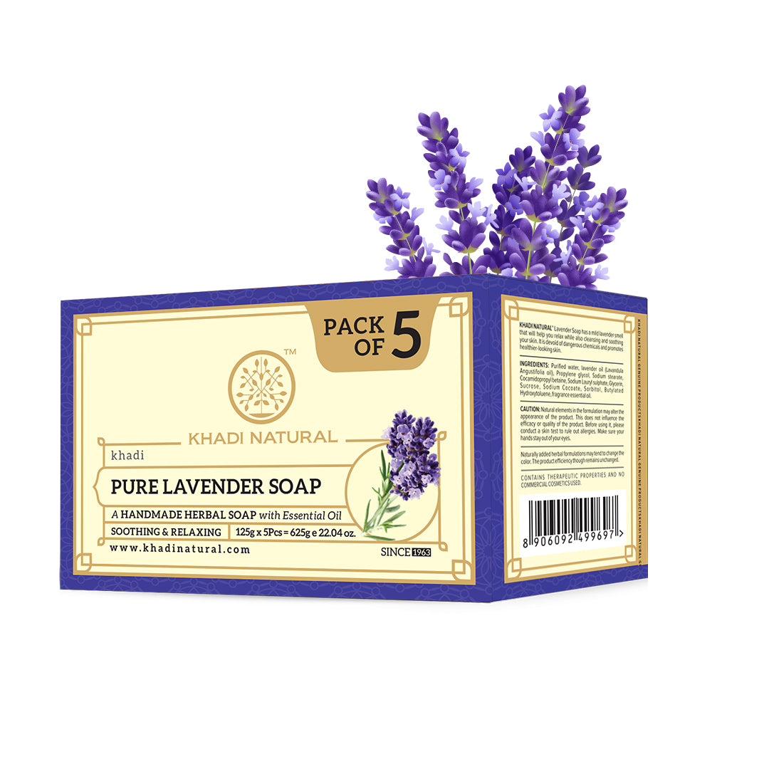 Khadi Natural Herbal Pure Lavender Soap Combo Pack Of 5 β 125gm Each
