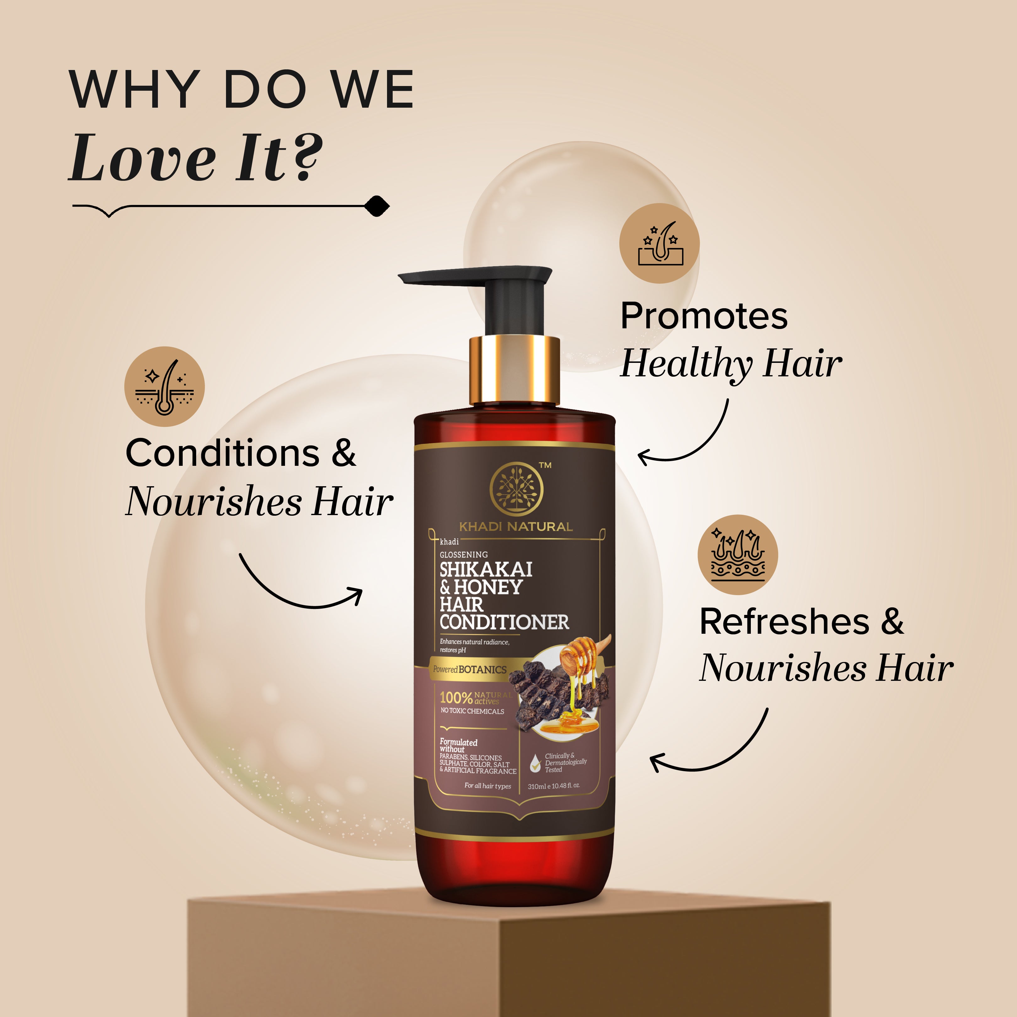 Khadi Natural Shikakai & Honey Hair Conditioner-Powered Botanics - 310ml