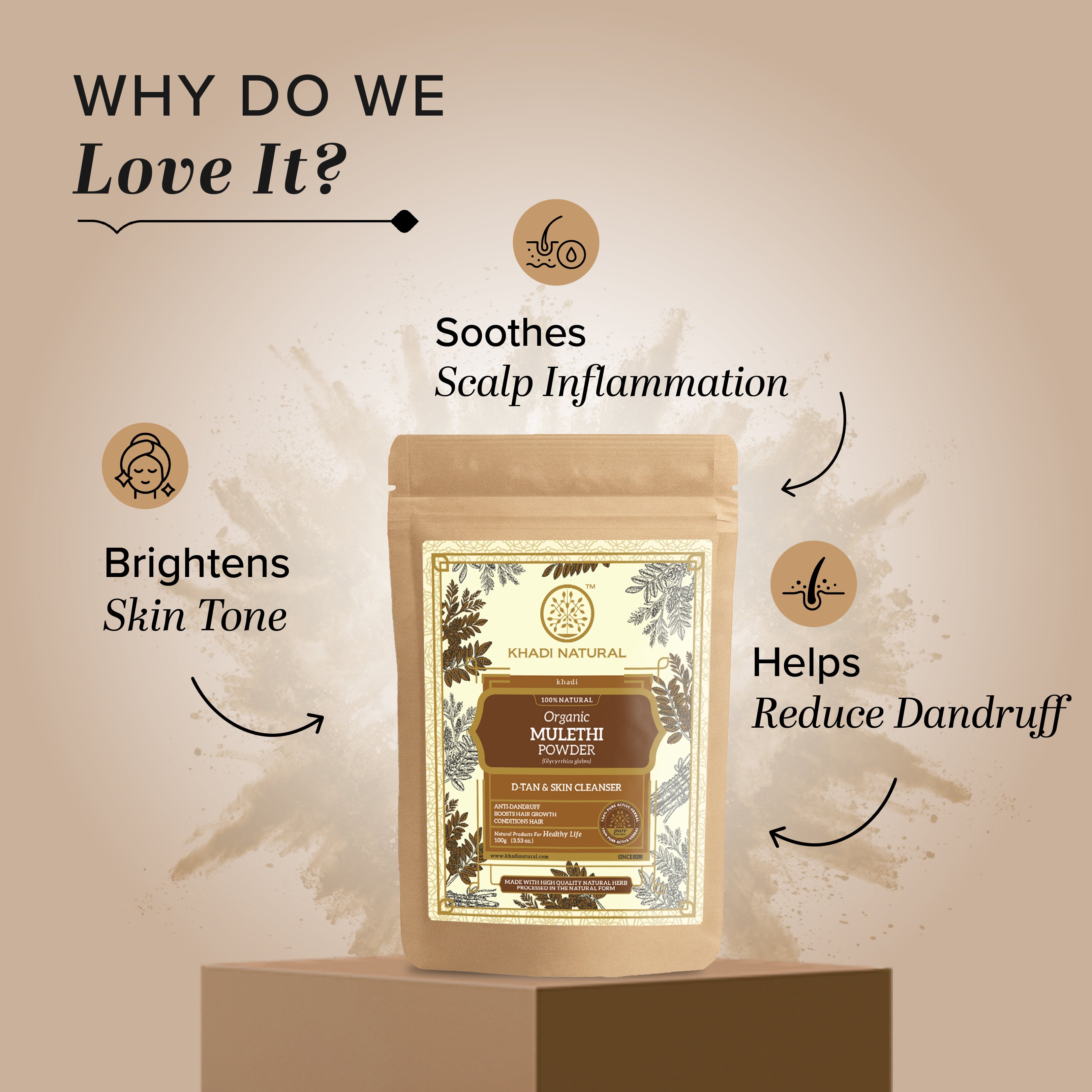 Khadi Natural Organic Mulethi Powder For Hair - 100% Natural - 100gm