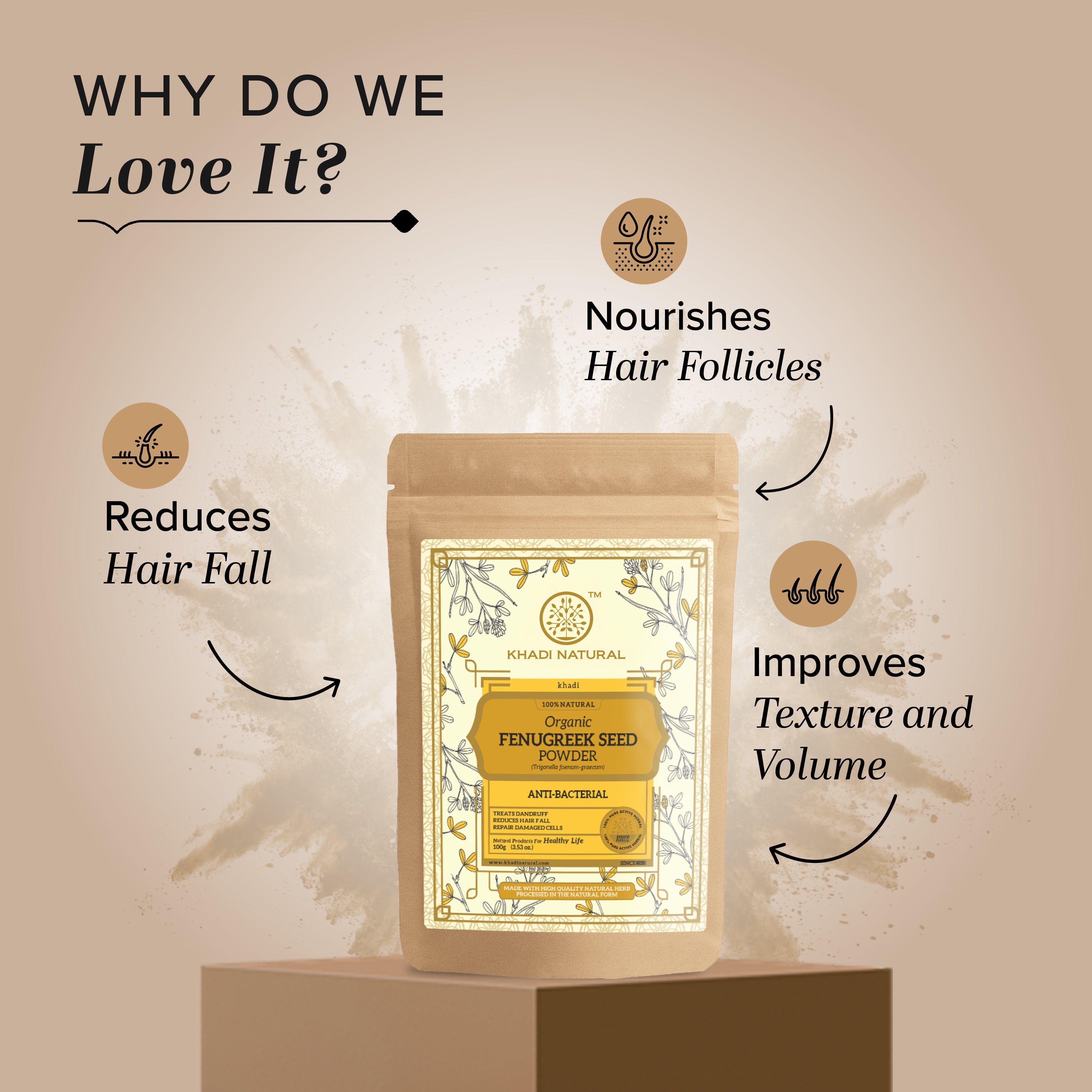 Khadi Natural Organic Fenugreek Seed Powder For Hair Care 100% Natural - 100gm