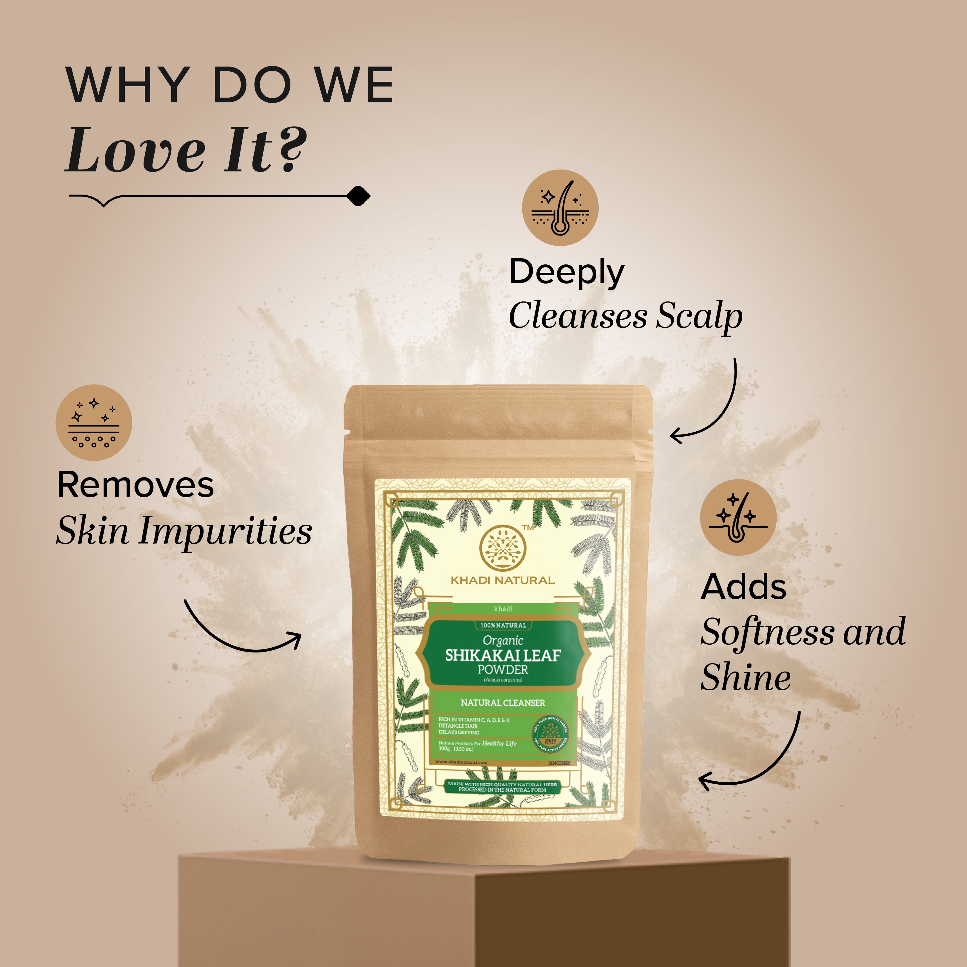 Khadi Natural Organic Shikakai Leaf Powder For Hair - 100% Natural - 100gm