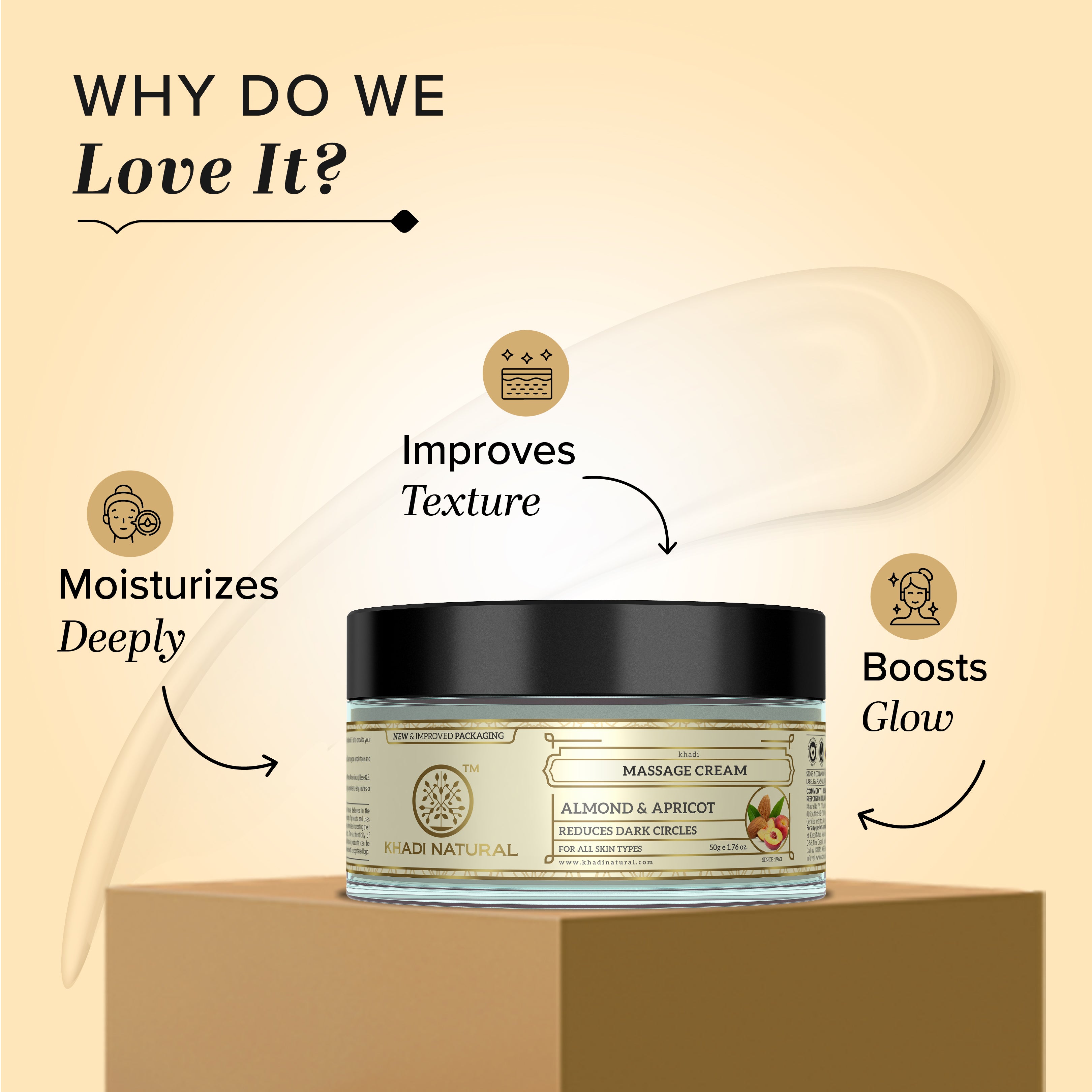 Khadi Natural Almond & Apricot Massage Cream - 50gm