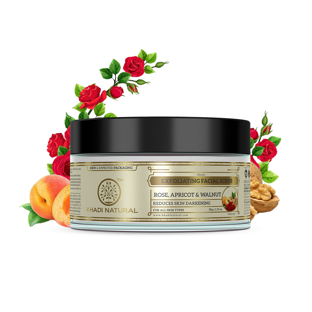 Khadi Natural Rose Apricot & Walnut Exfoliating Facial Scrub - 50gm