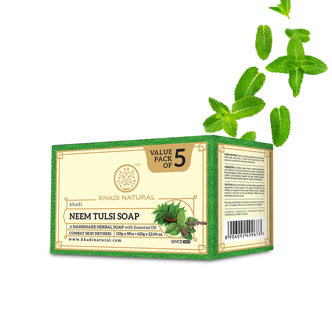 Khadi Natural Herbal Neem Tulsi Soap (Pack of 5)
