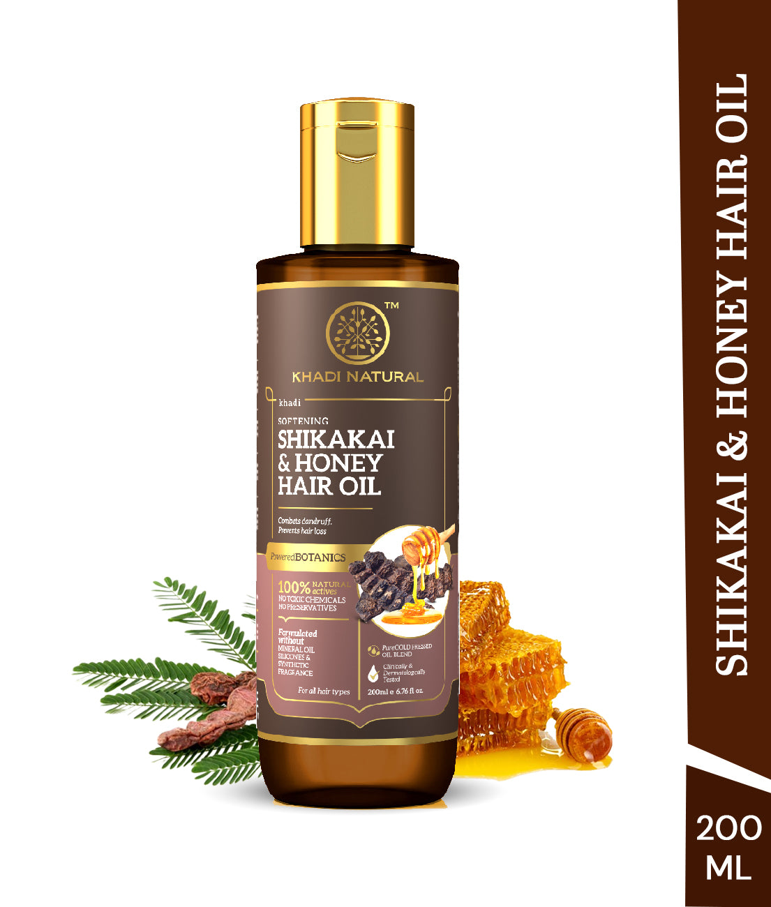 Khadi Natural Shikakai & Honey Hair Oil - Powered Botanics - 200ml