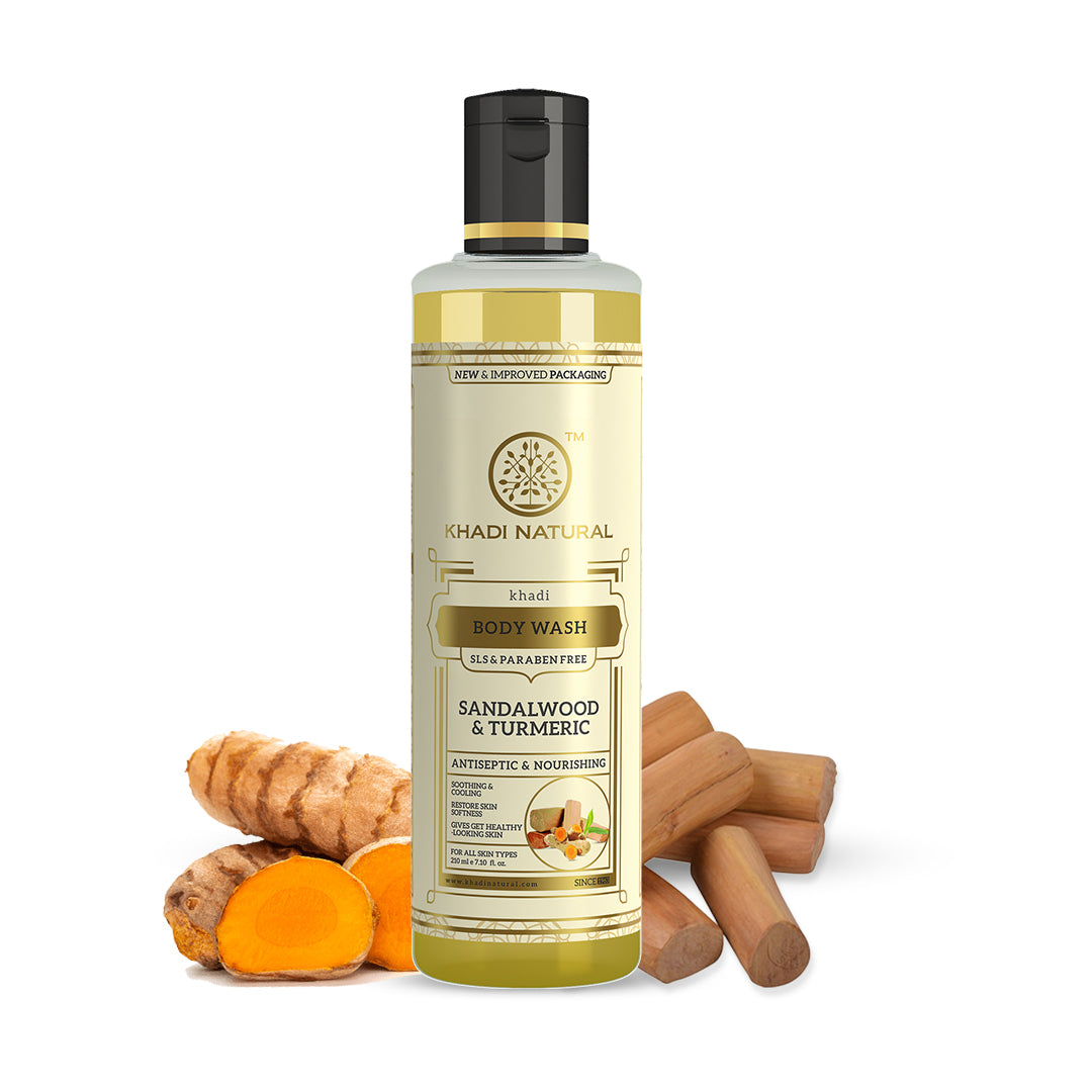 Khadi Natural Sandalwood & Turmeric Body Wash SLS & Paraben Free - 210ml