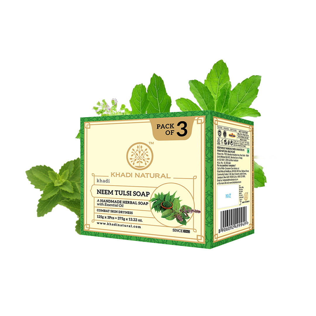 Khadi Natural Herbal Neem Tulsi Soap Combo Pack Of 3 β 125gm Each