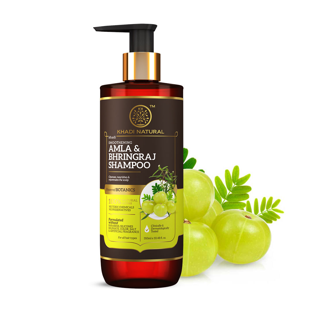 Khadi Natural Amla & Bhringraj Hair Cleanser - Parabens, Silicones, Sulphate, Color, Salt & Artificial Fragrance Free-310 ml