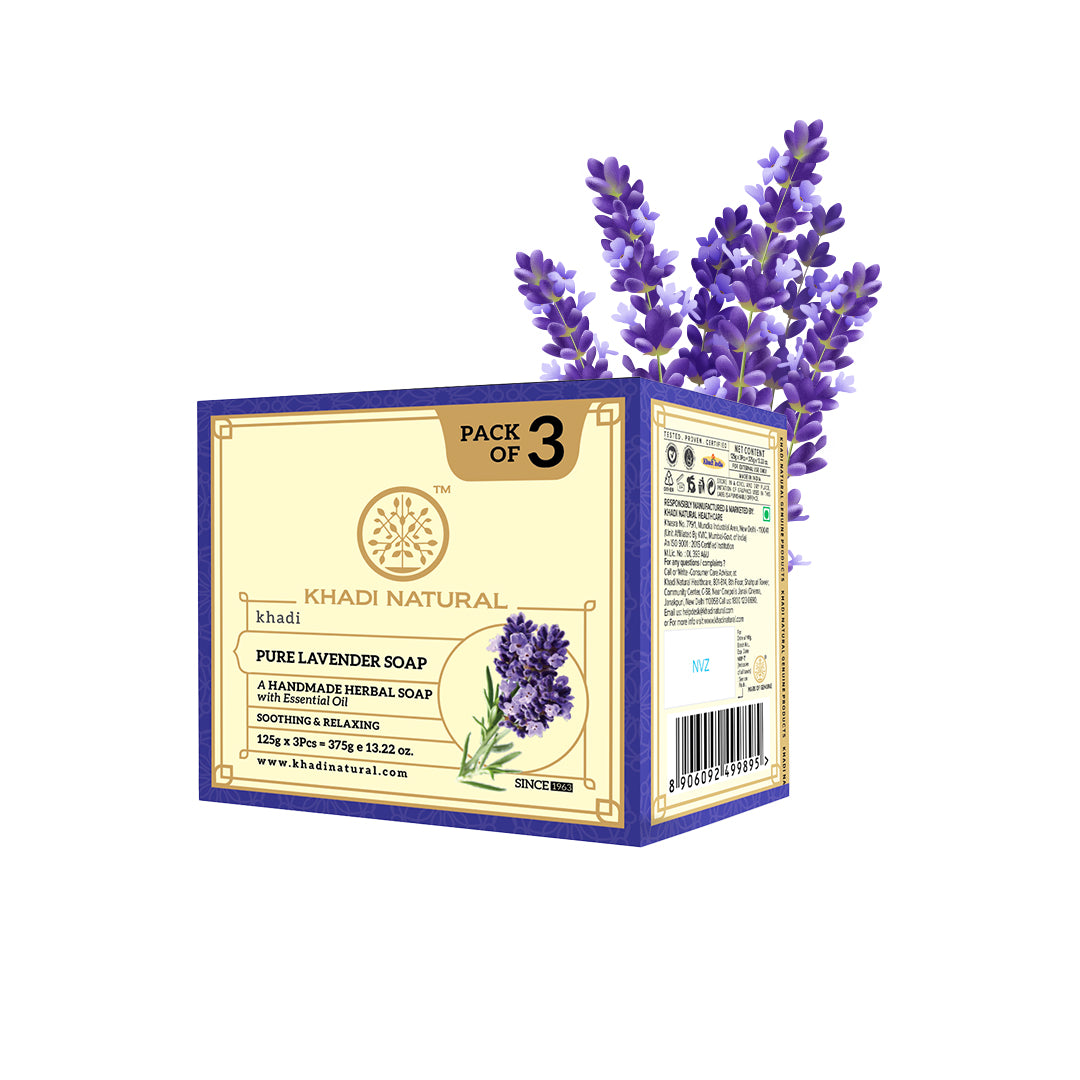 Khadi Natural Herbal Pure Lavender Soap Combo Pack Of 3 β 125gm Each