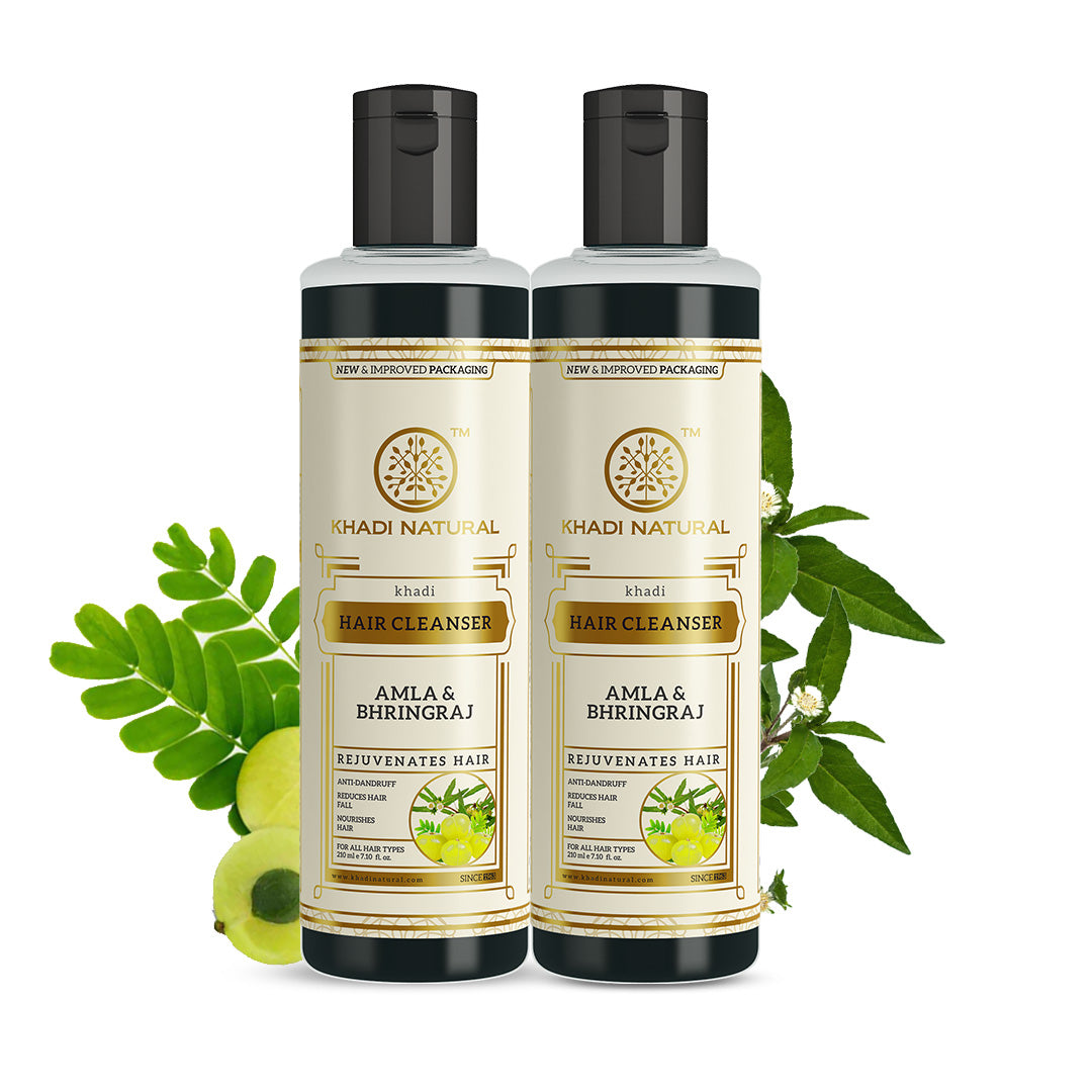 Khadi Natural Amla & Bhringraj Hair Cleanser Combo Pack of 2 - 210ml Each