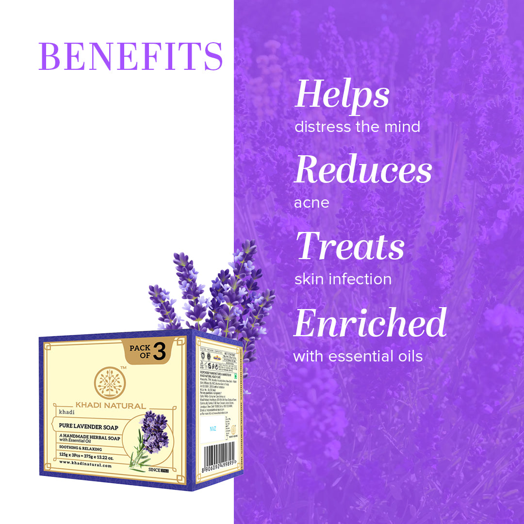 Khadi Natural Herbal Pure Lavender Soap 125 g (Pack Of 3)
