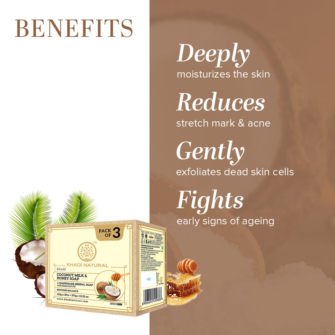 Khadi Natural Benefits of Herbal Coconut Milk & Honey Soap