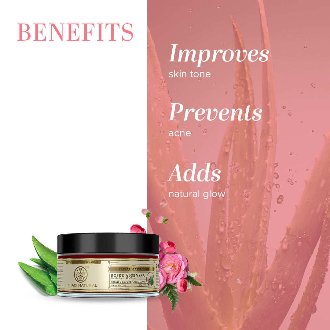 Khadi Natural Rose & Aloevera Facial Massage Gel-100 gm