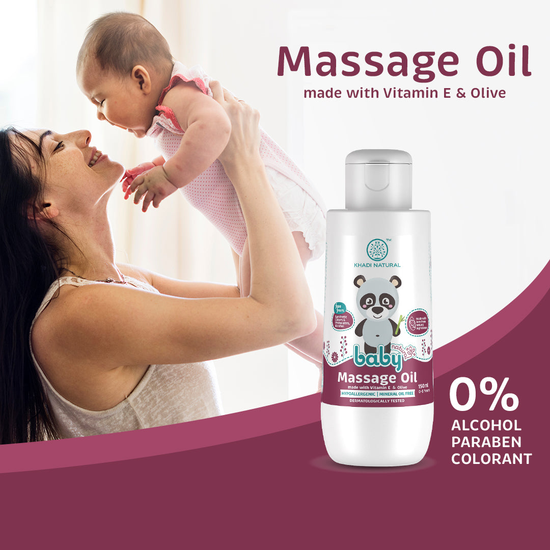 Khadi Natural Baby Massage Oil with Vitamin E and Olive, For Moisturizing Skin - 150ml